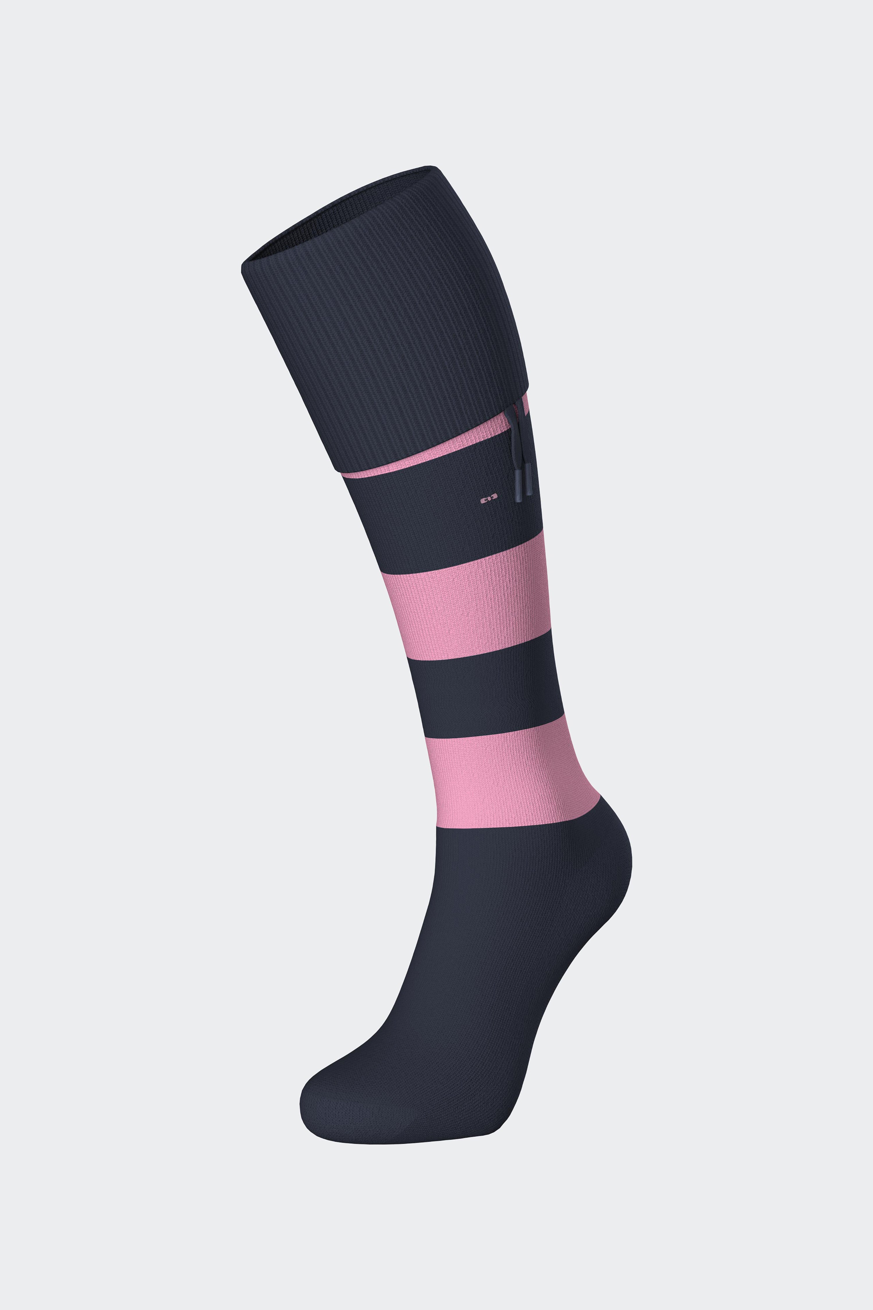 Paire de chaussettes de rugby rayées en coton mélangé marine et rose