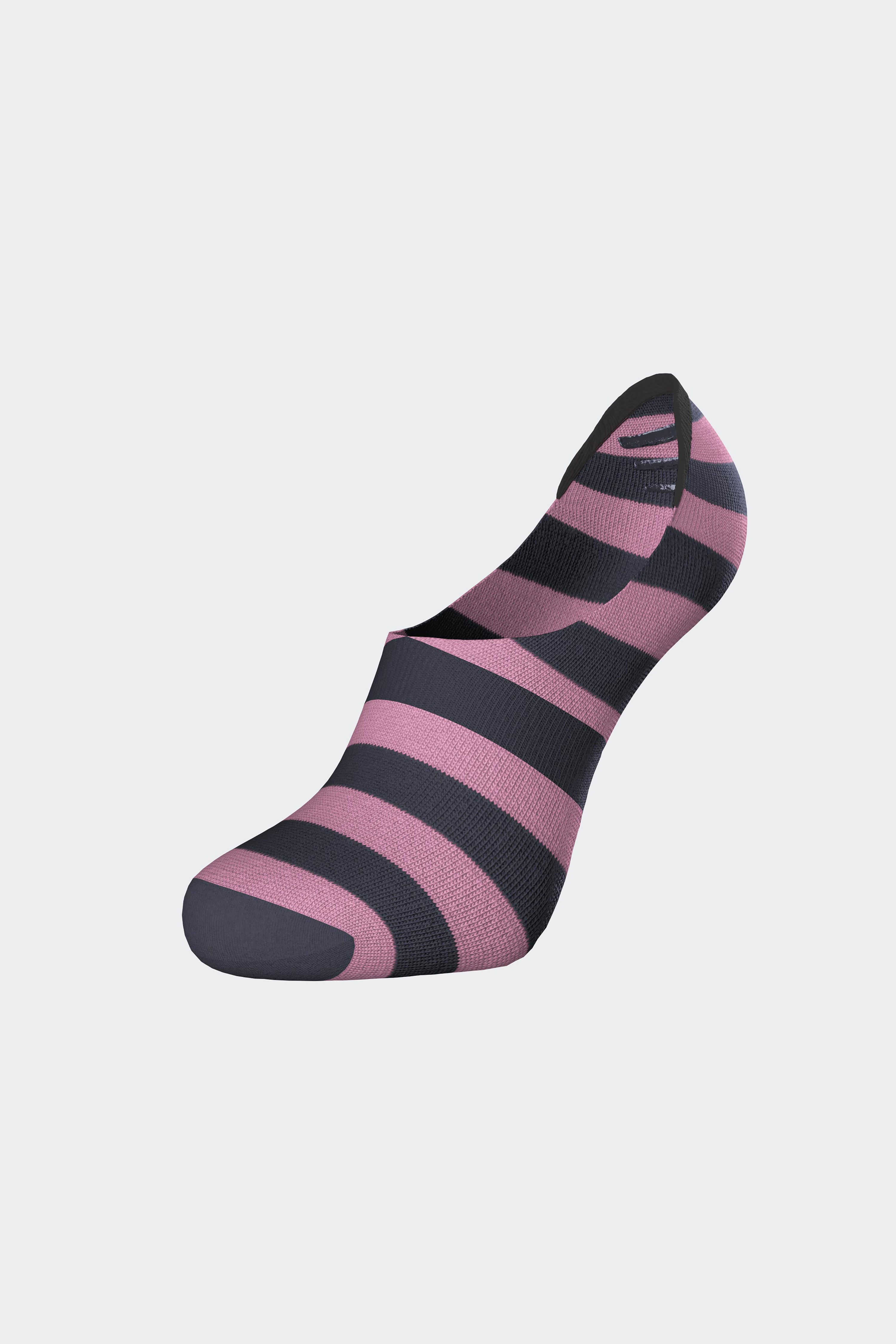 Paire de chaussettes basses rayées en coton mélangé rose