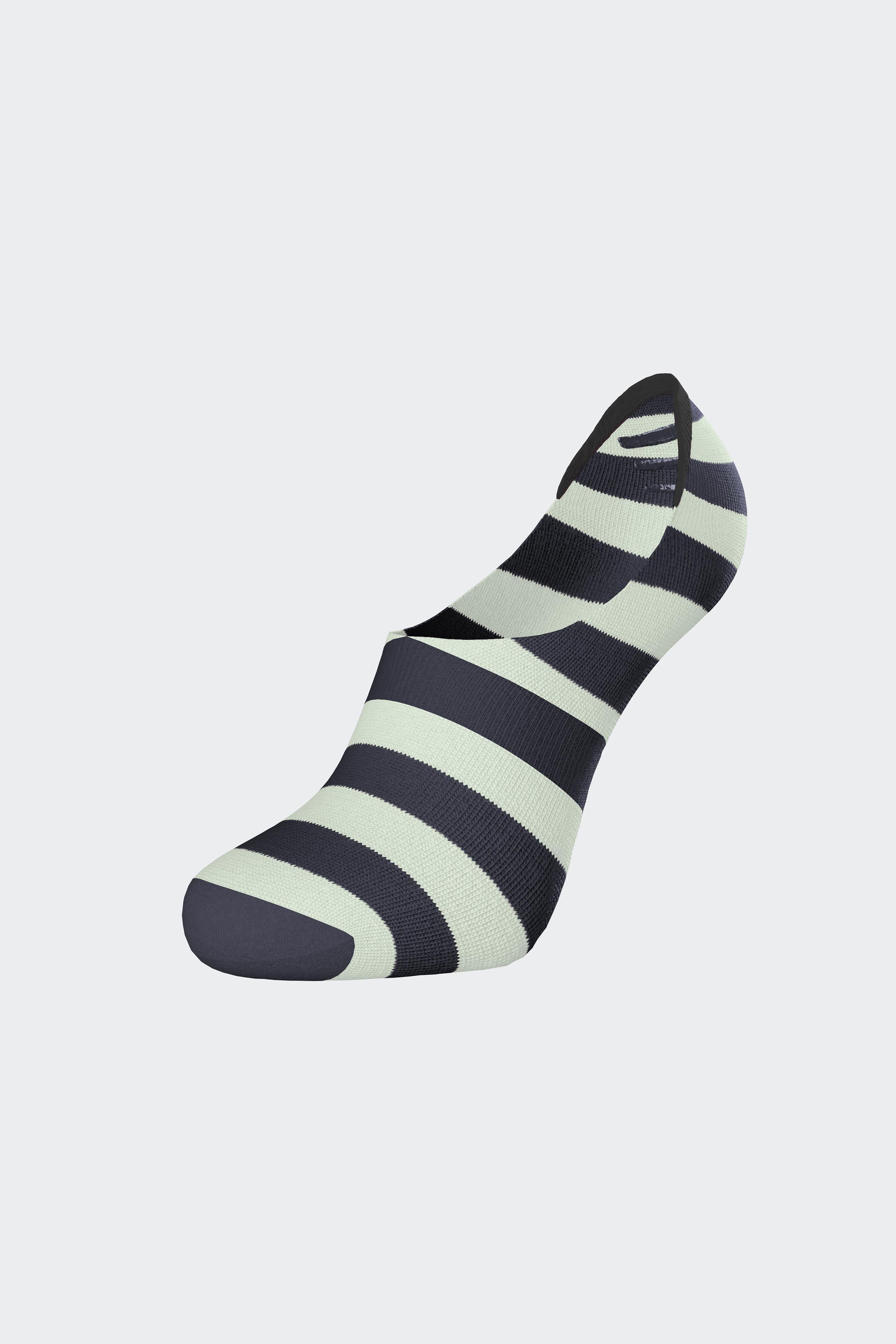 Paire de chaussettes basses rayées en coton mélangé vert d'eau