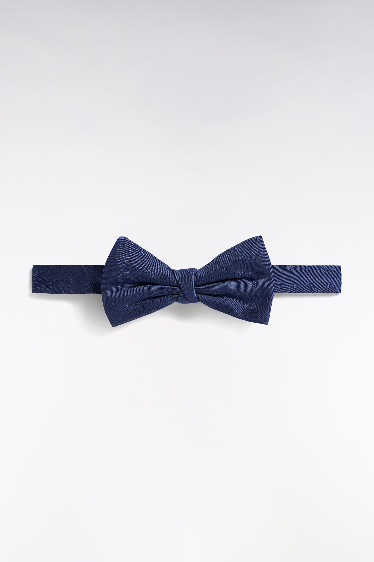 Noeud papillon en soie bleu à micromotifs