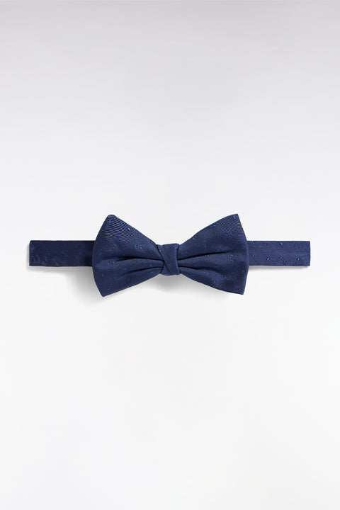 Noeud papillon en soie bleu à micromotifs - Image 1