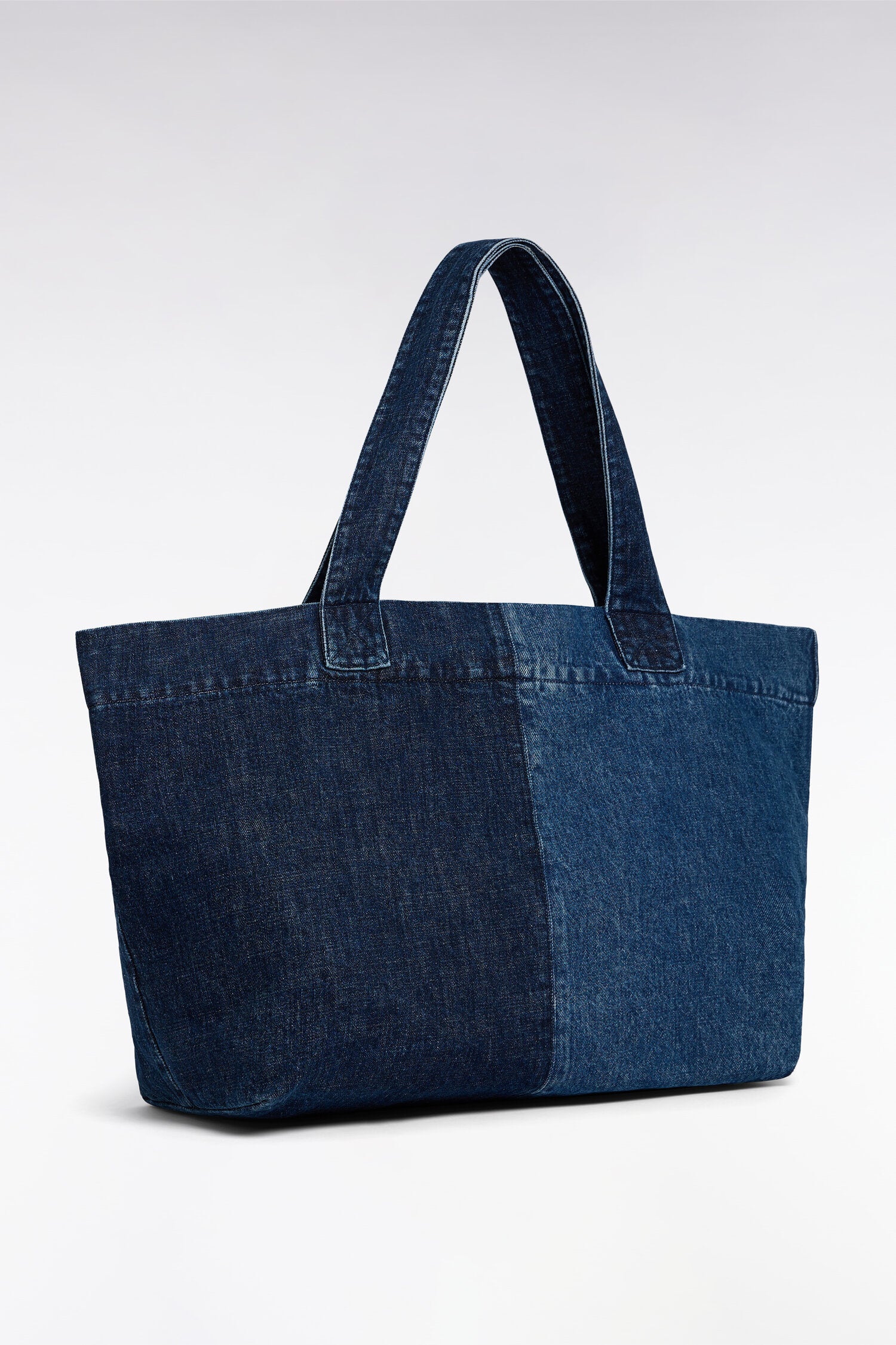 Sac cabas en denim bicolore