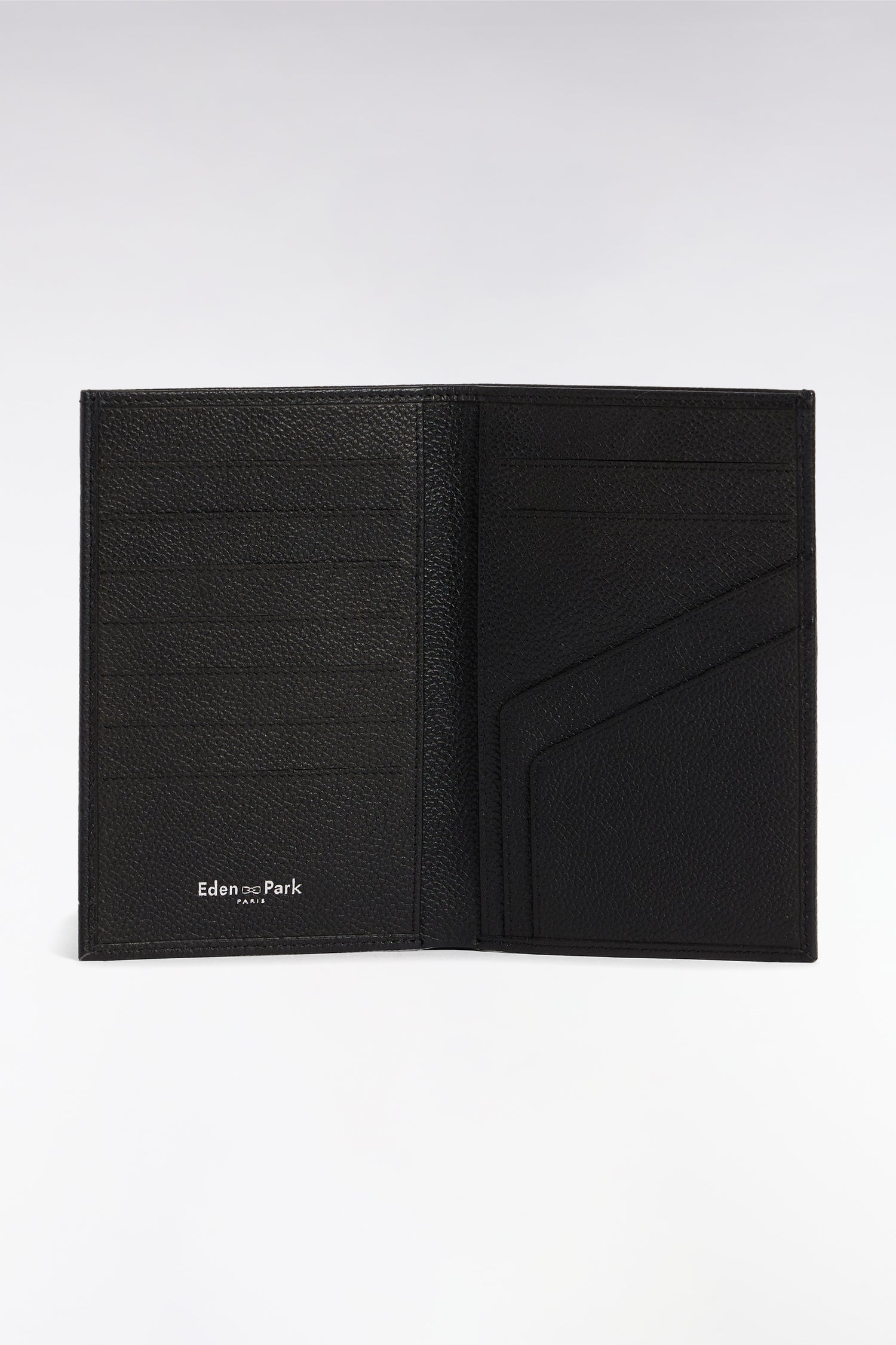 Portefeuille format français en cuir grainé noir