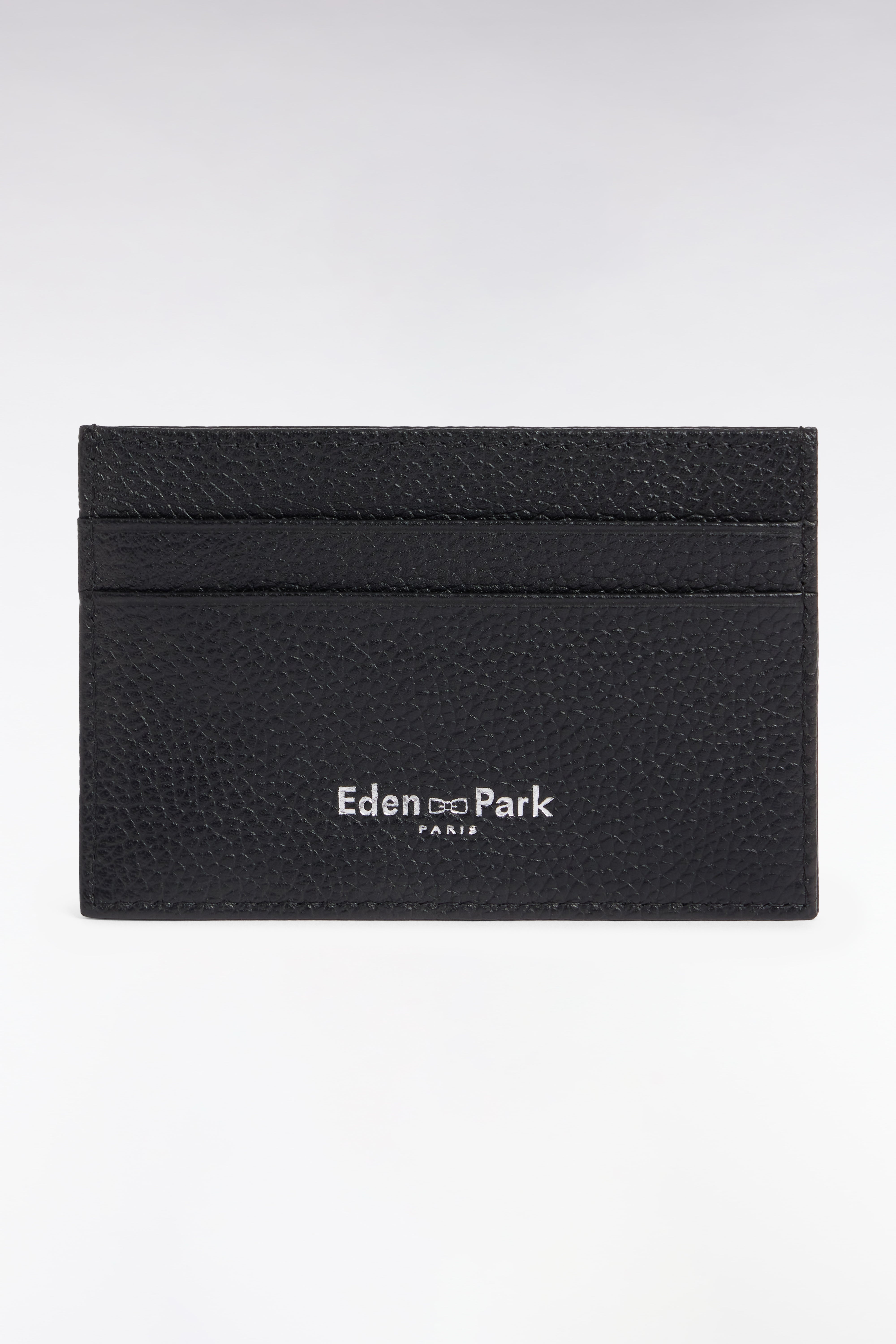 Porte-cartes en cuir noir embossé
