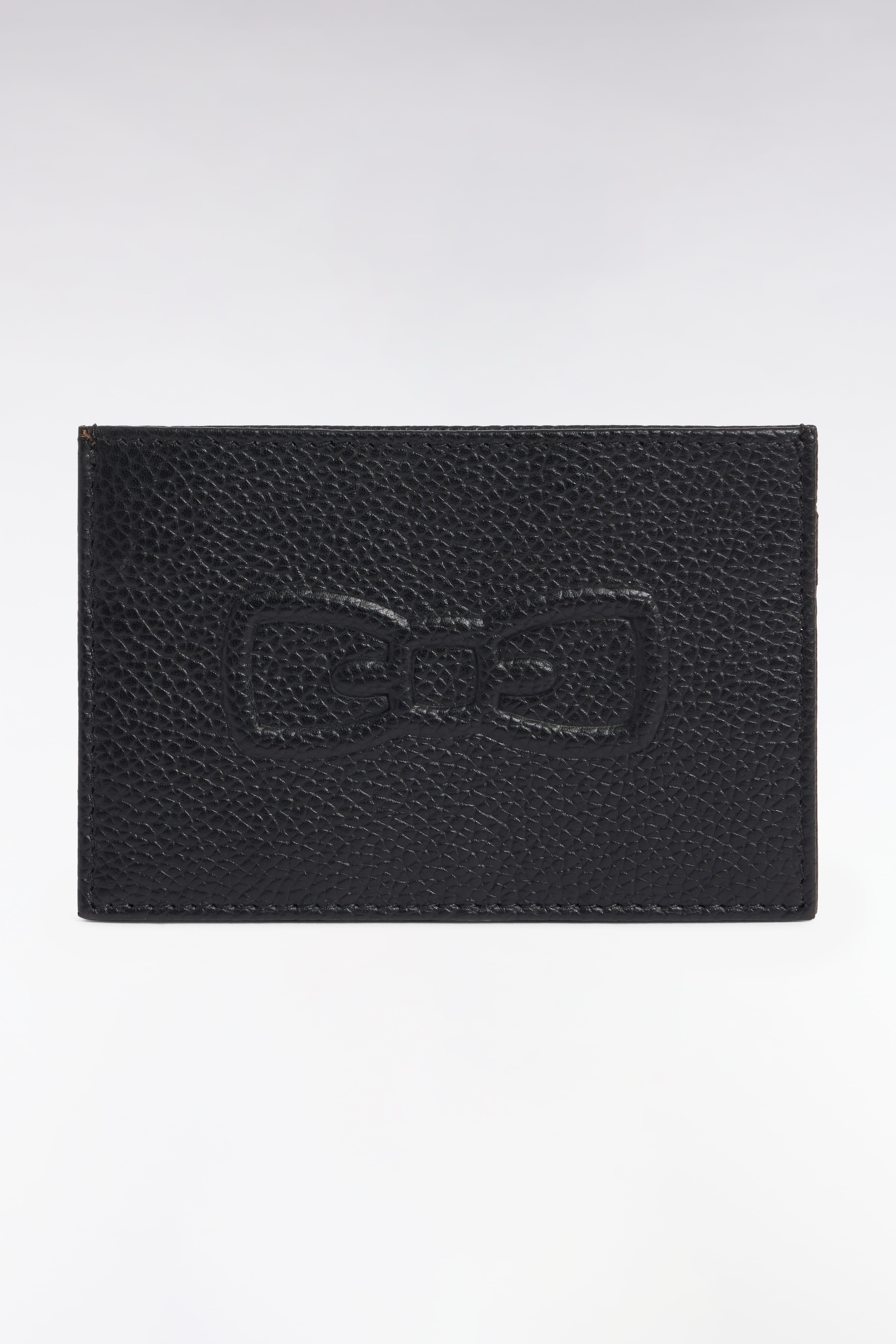 Porte-cartes en cuir noir embossé