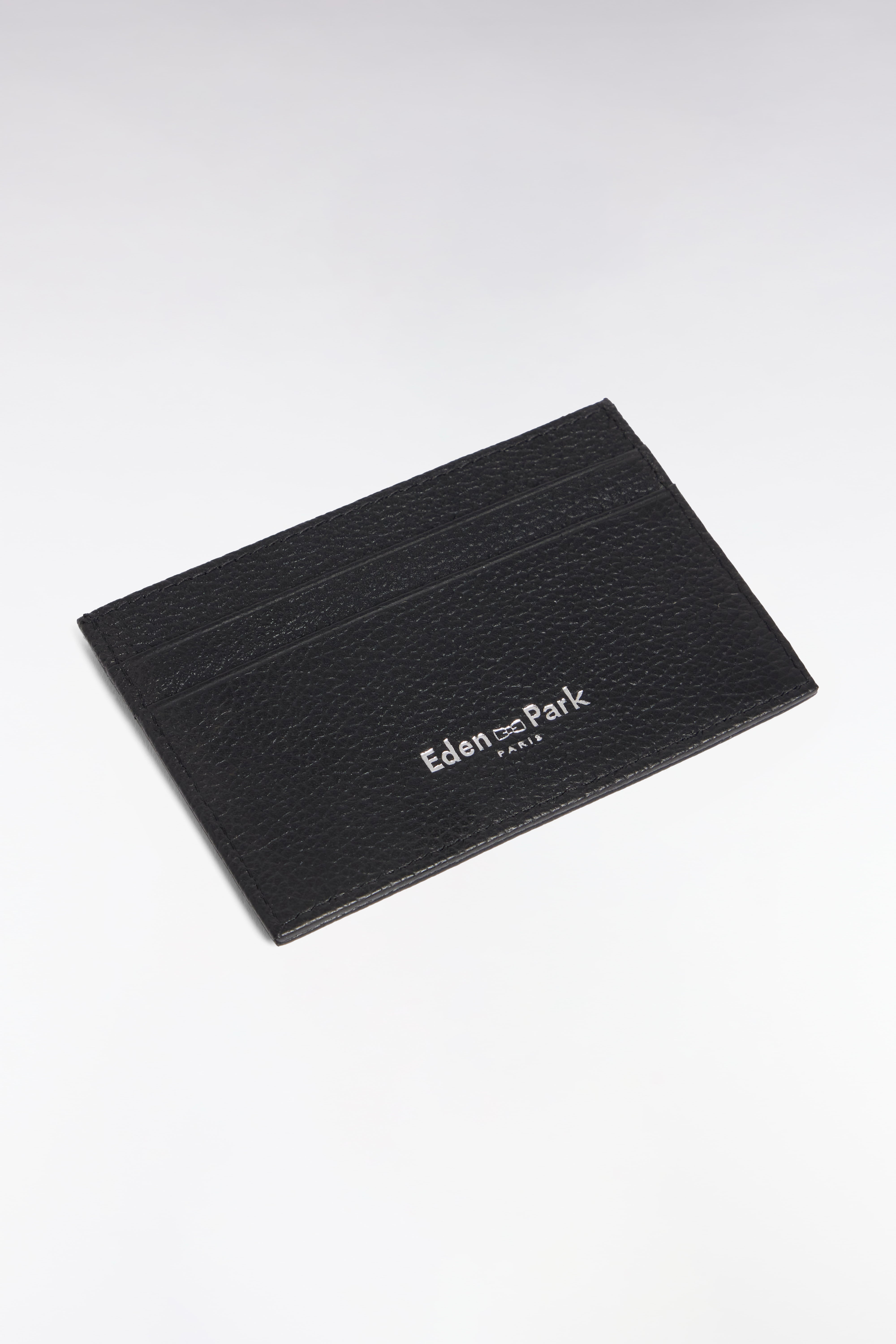 Porte-cartes en cuir noir embossé