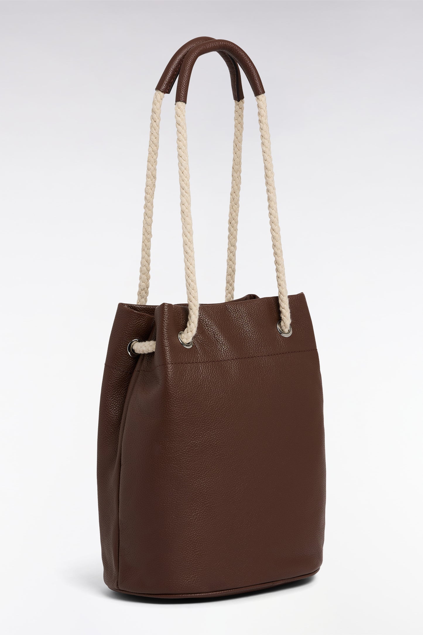 Sac seau en cuir marron