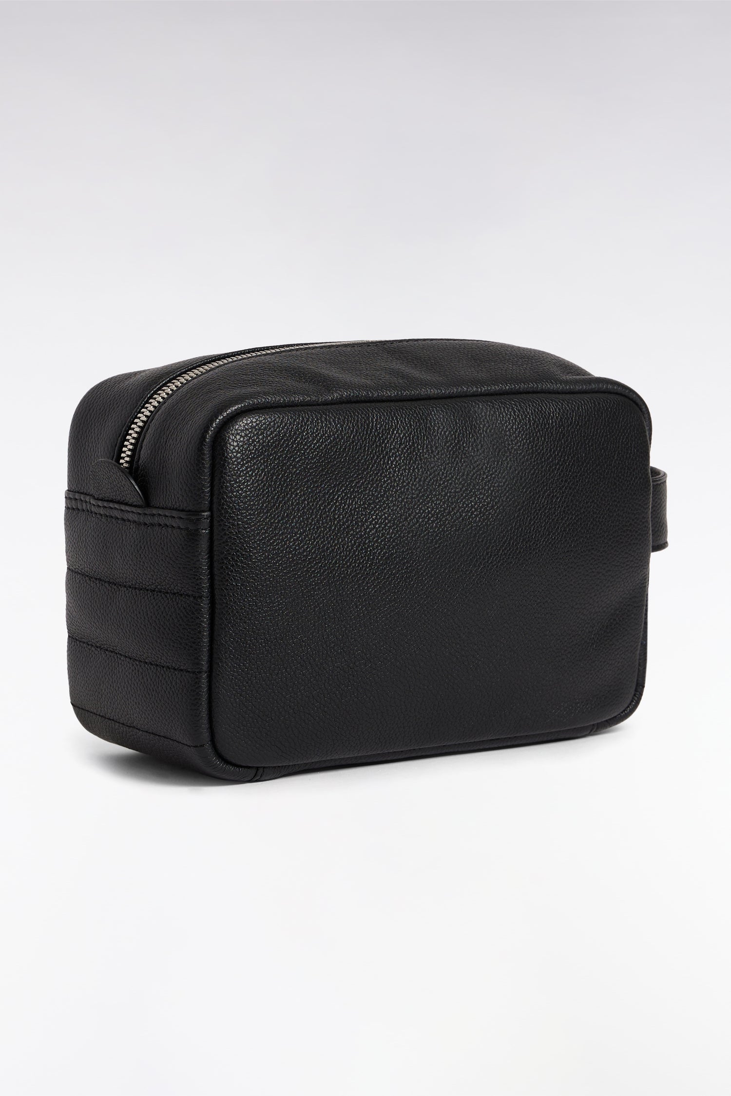 Trousse de toilette en cuir grainé noir