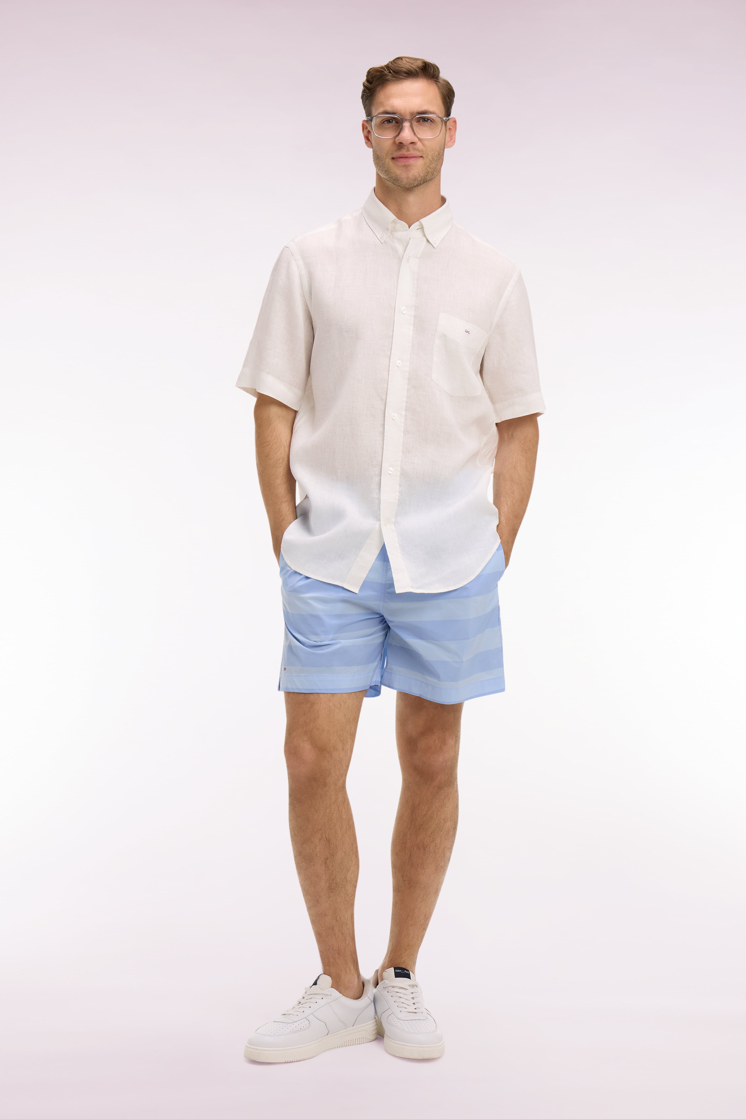 Maillot de bain à rayures bleu ciel