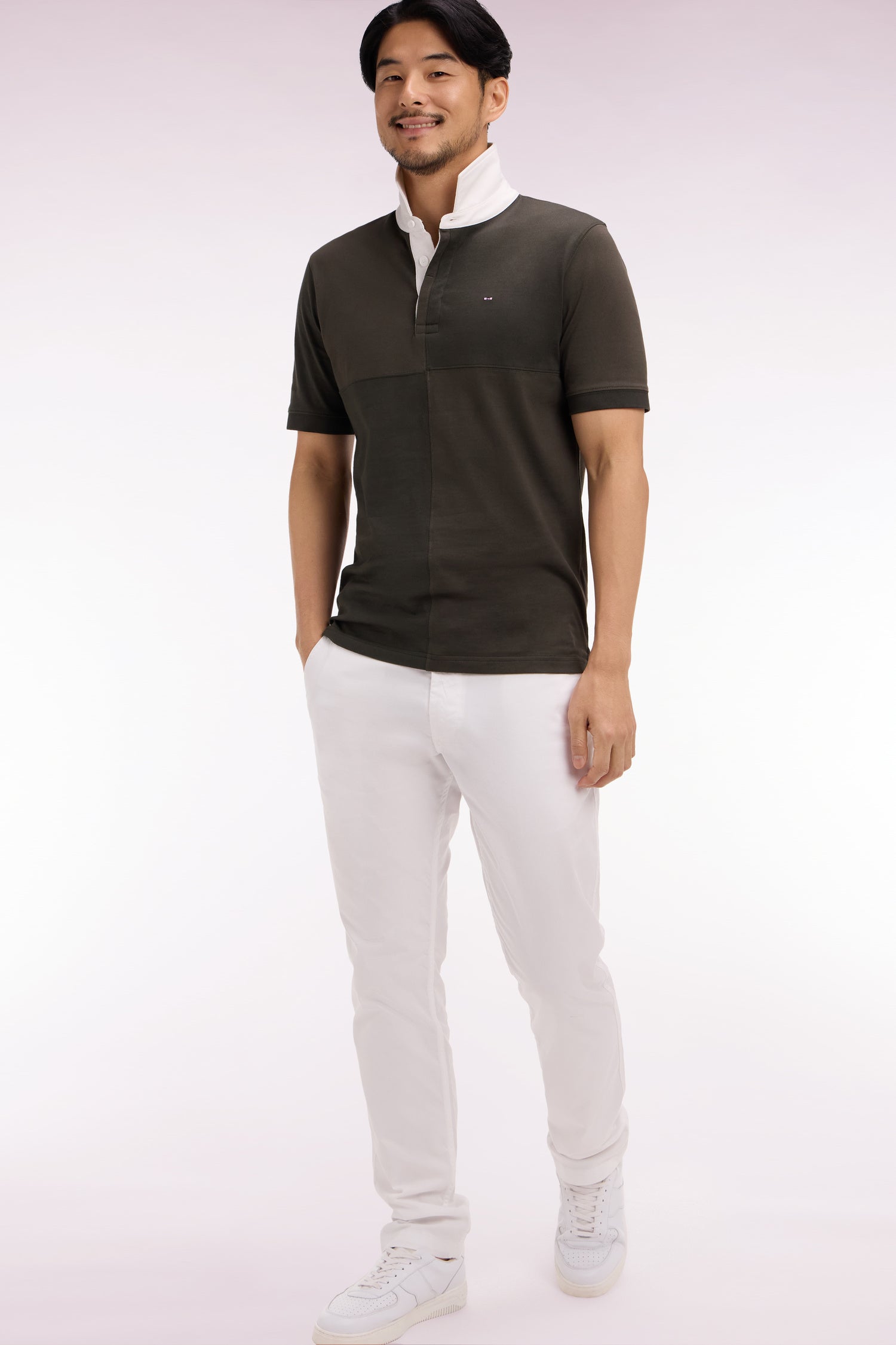 Pantalon chino regular en coton stretch blanc