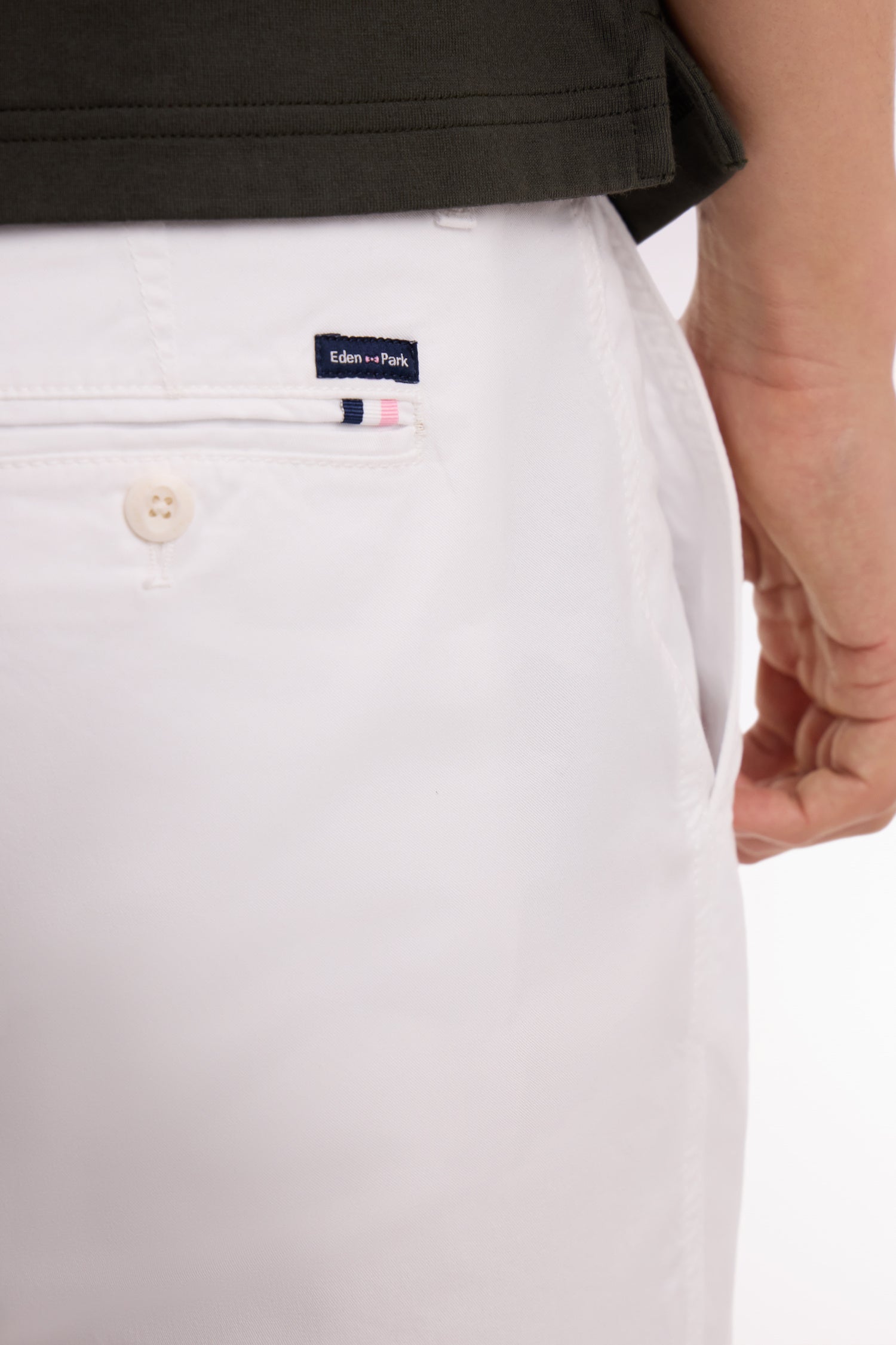 Pantalon chino regular en coton stretch blanc