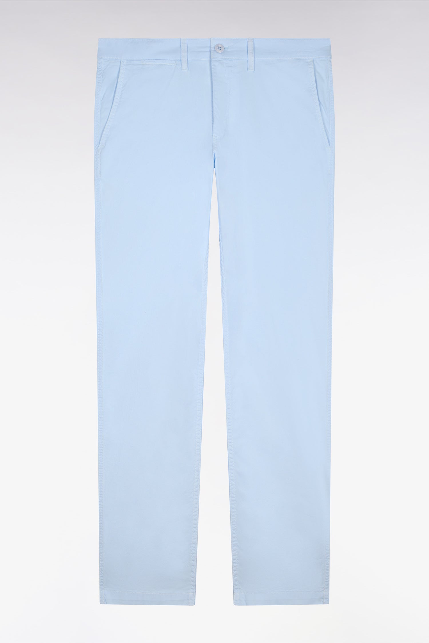 Pantalon chino regular en coton stretch ciel