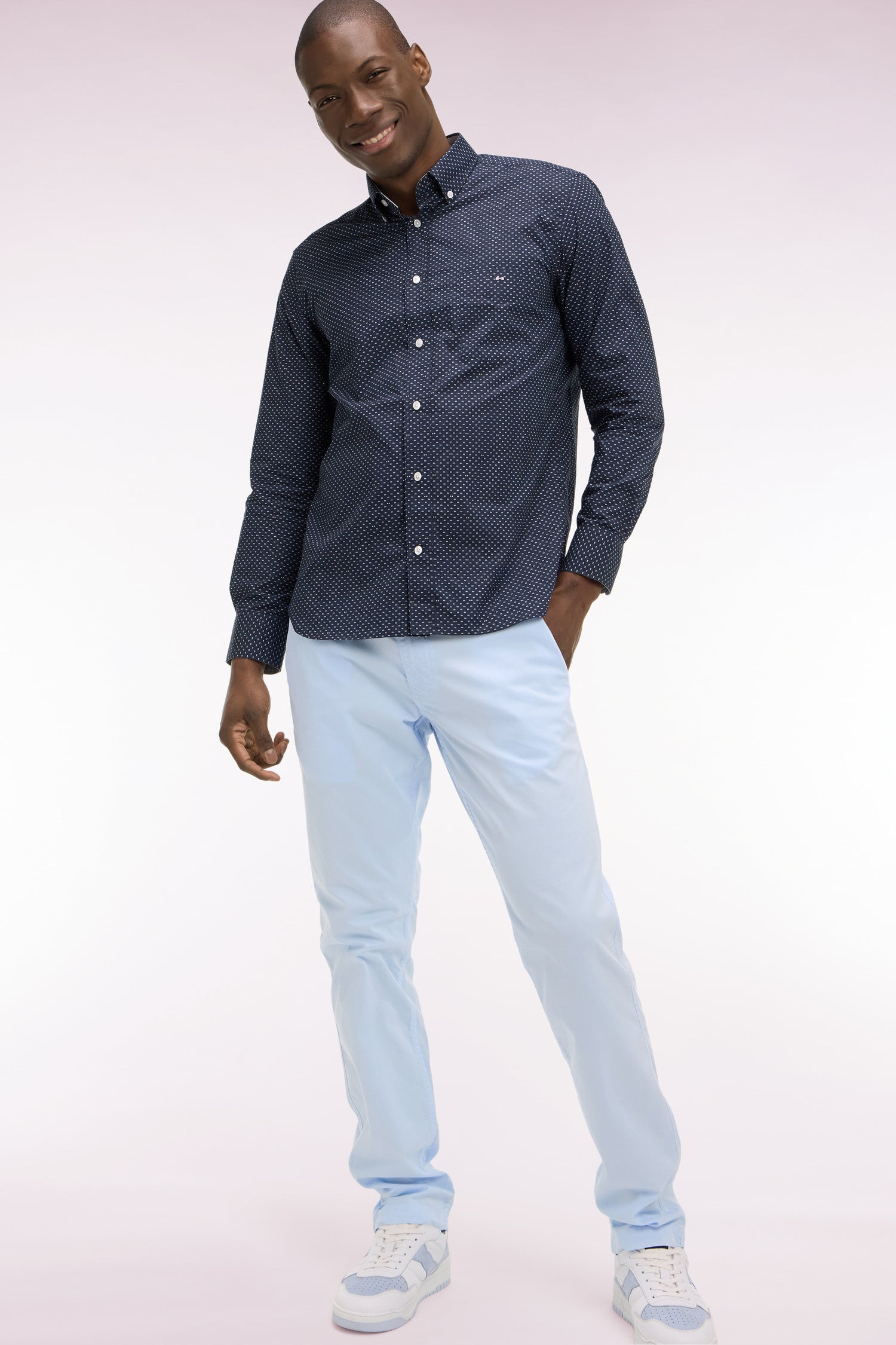 Hose Chinohose regular aus Baumwolle stretch Himmelblau