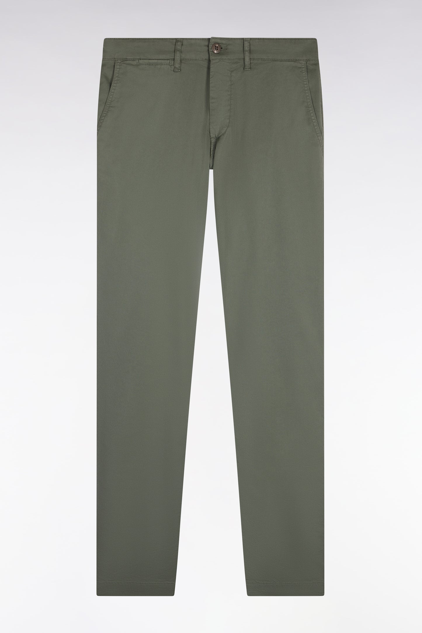 Pantalon chino regular en coton stretch kaki