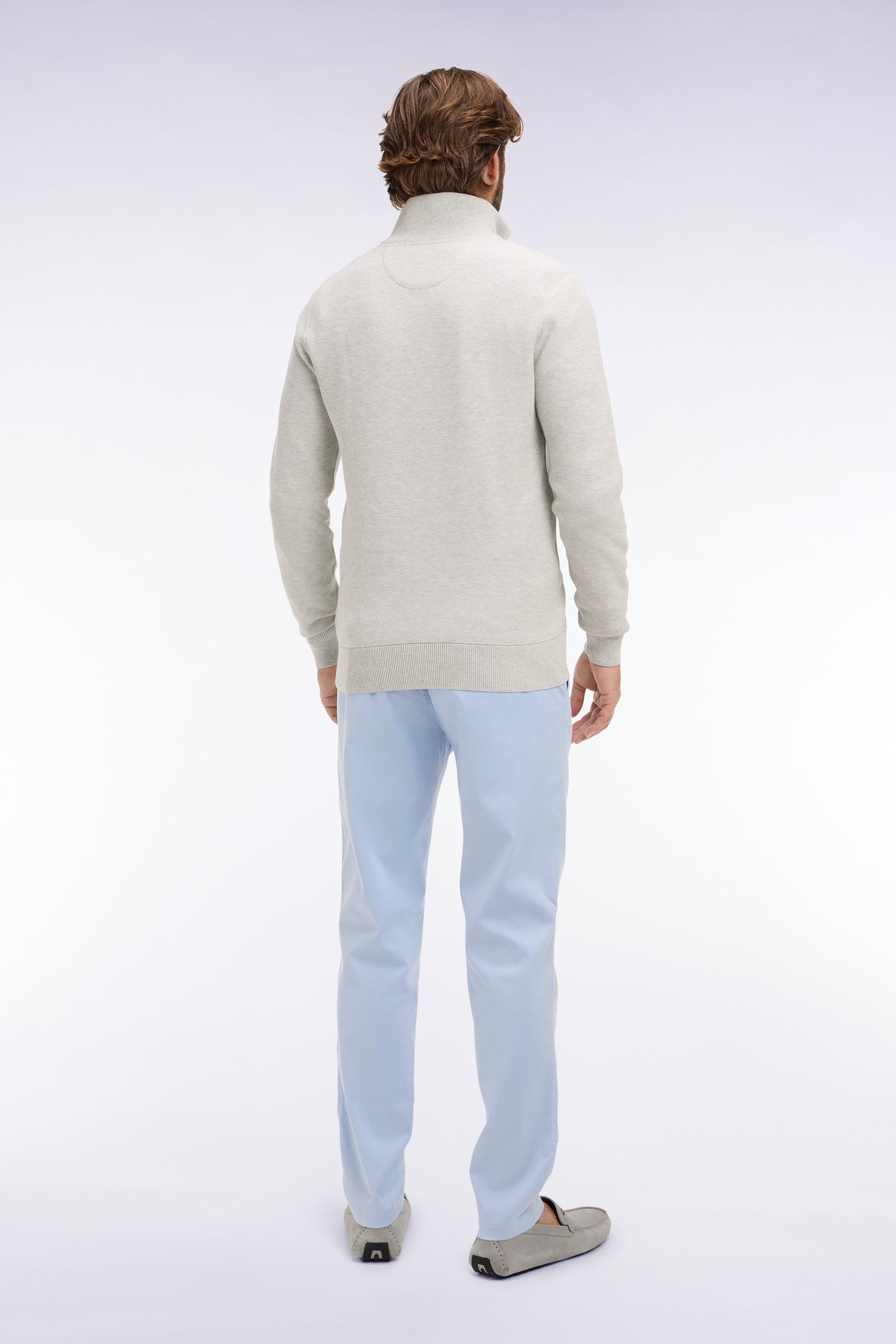 pantaloni chino in lyocell e cotone stretch grigio chiaro