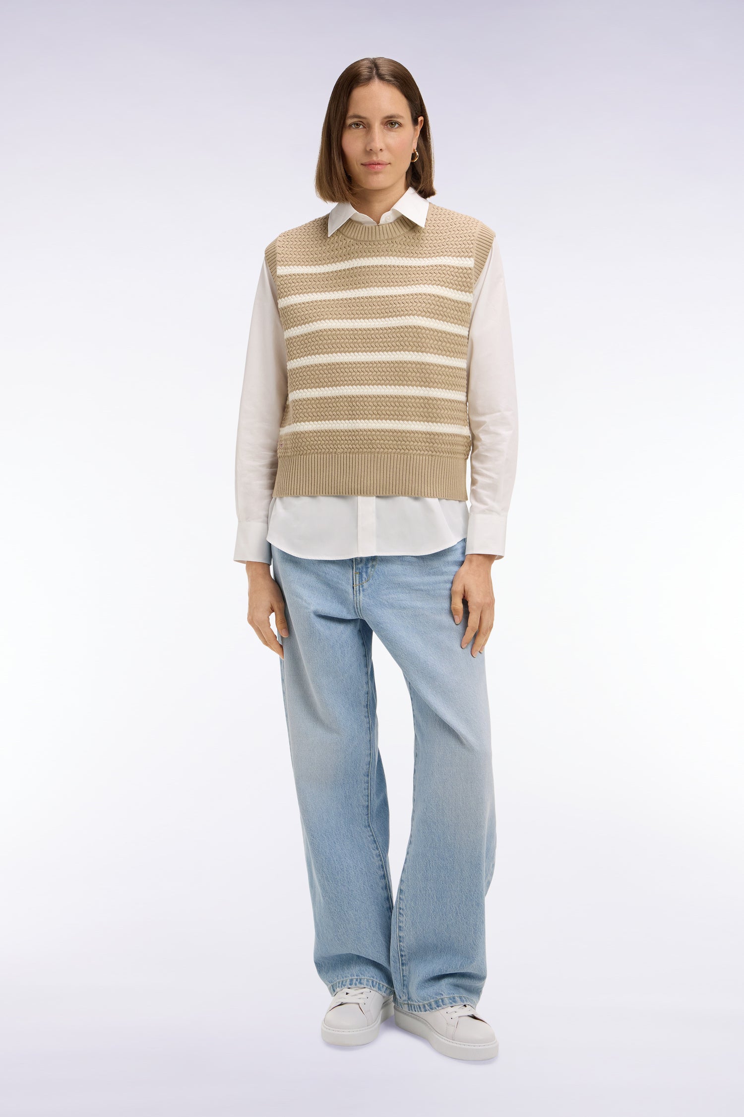 Jean en denim bleached coupe droite et large