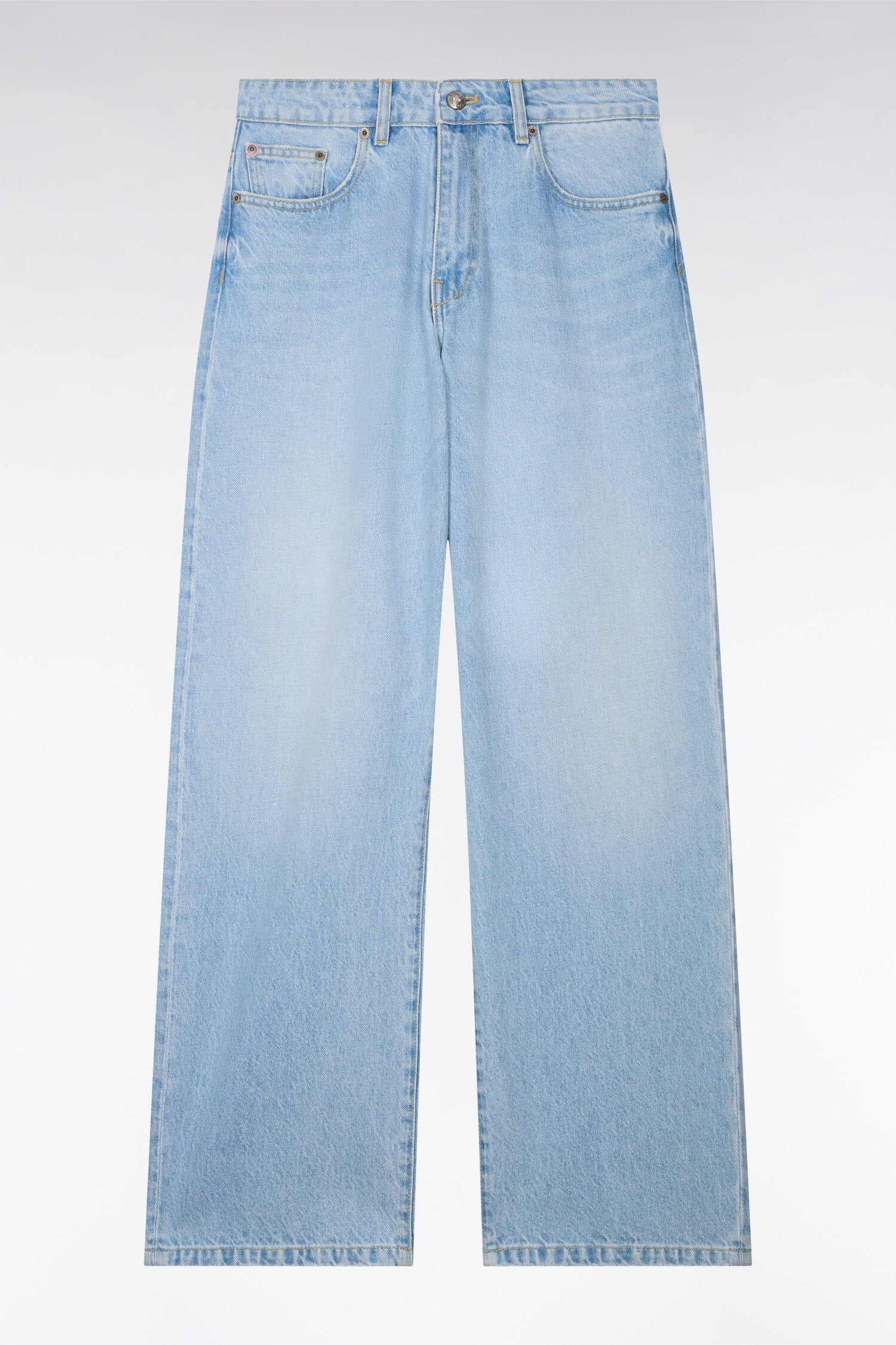 Jean en denim bleached coupe droite et large