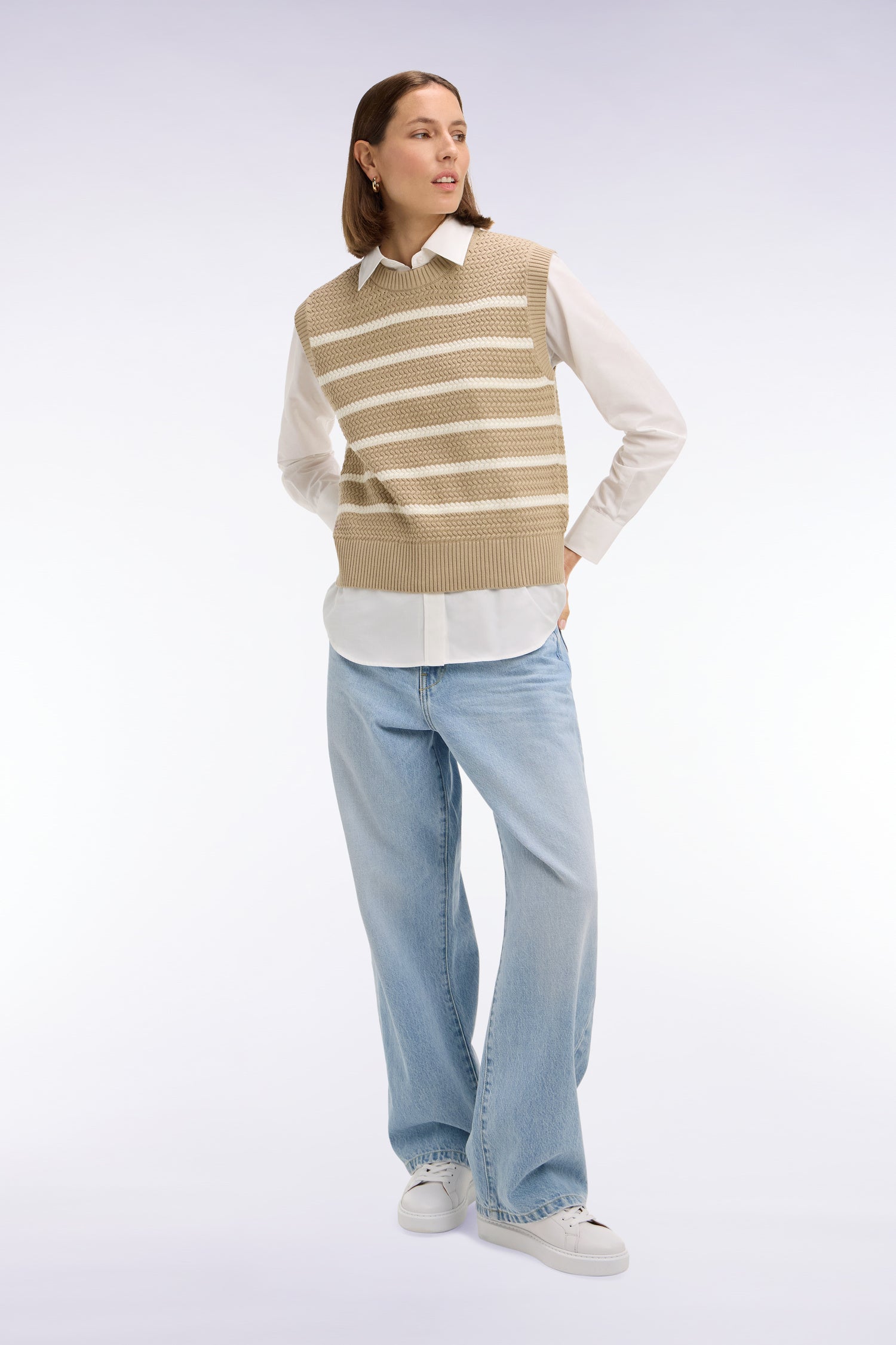 Jean en denim bleached coupe droite et large