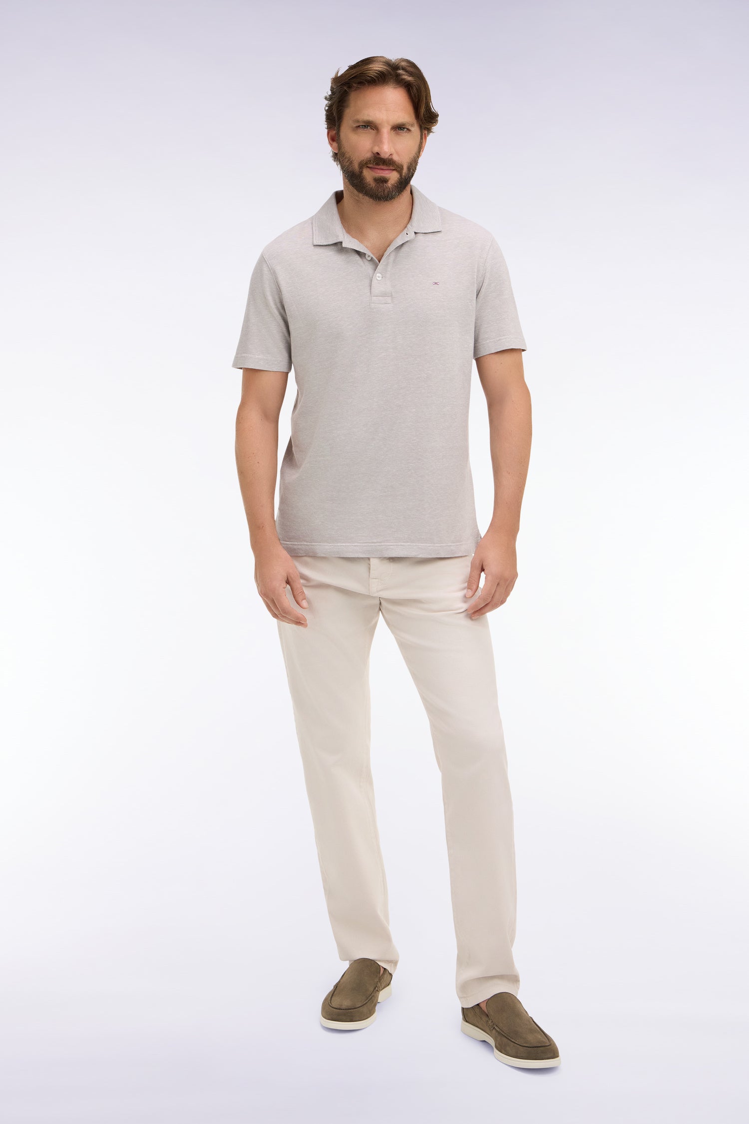 Jean en denim stretch écru coupe regular