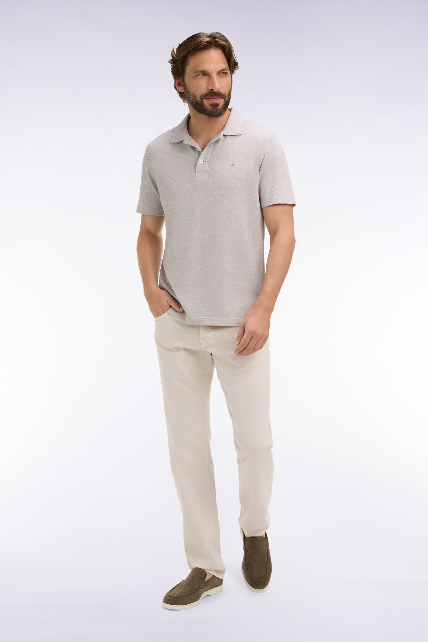 Jean en denim stretch écru coupe regular