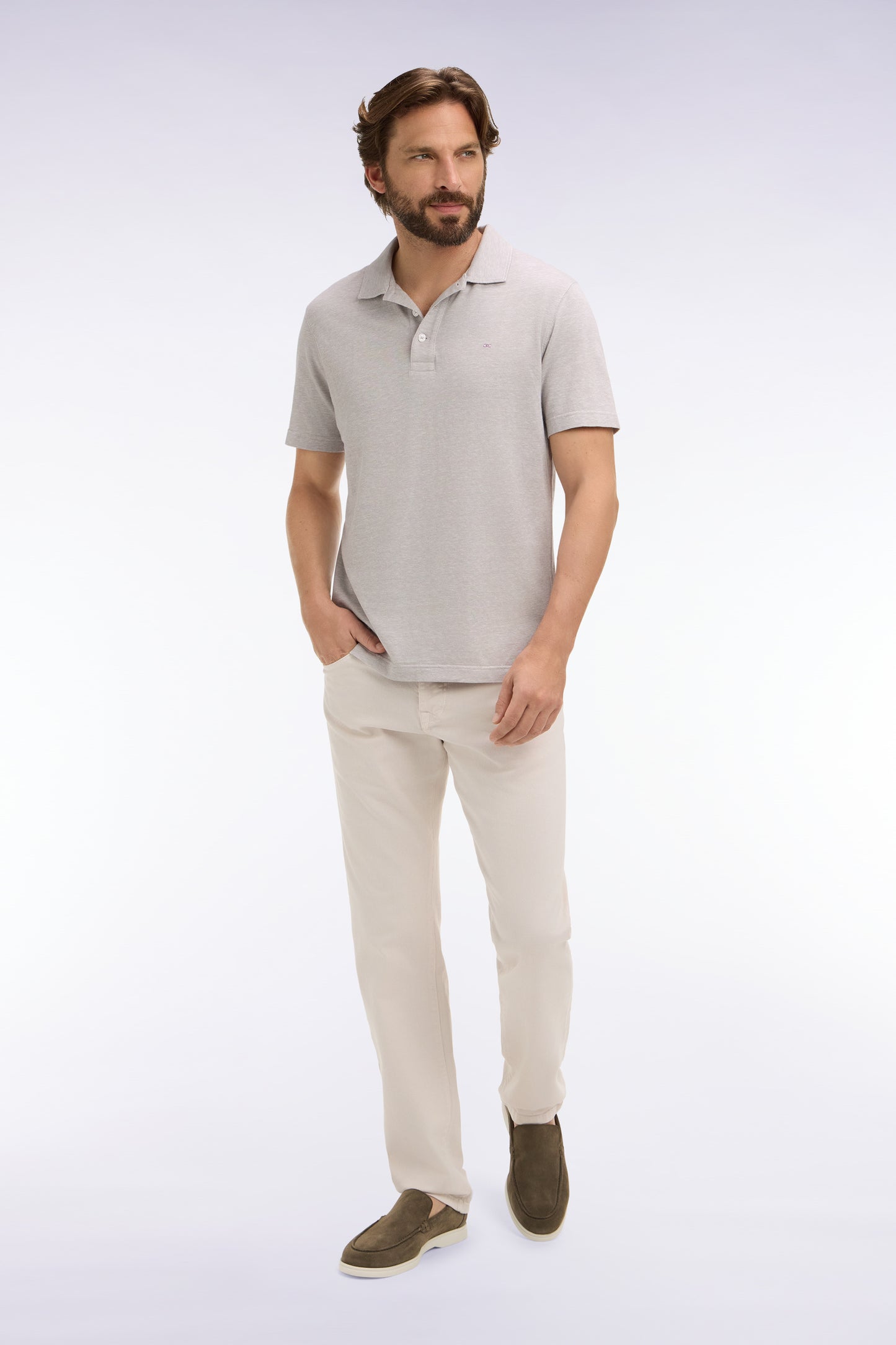 Jean en denim stretch écru coupe regular