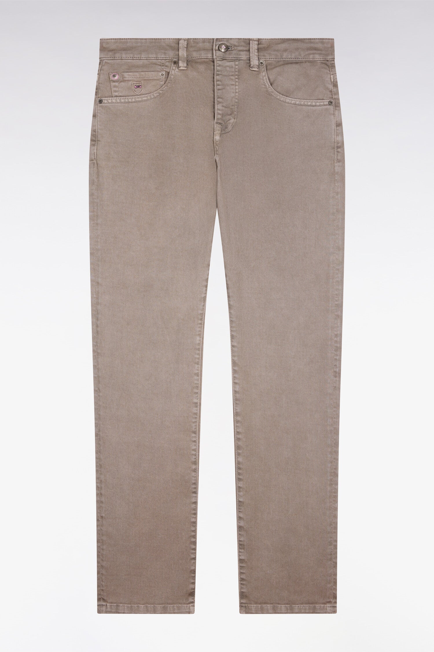 Jean en denim stretch beige coupe regular