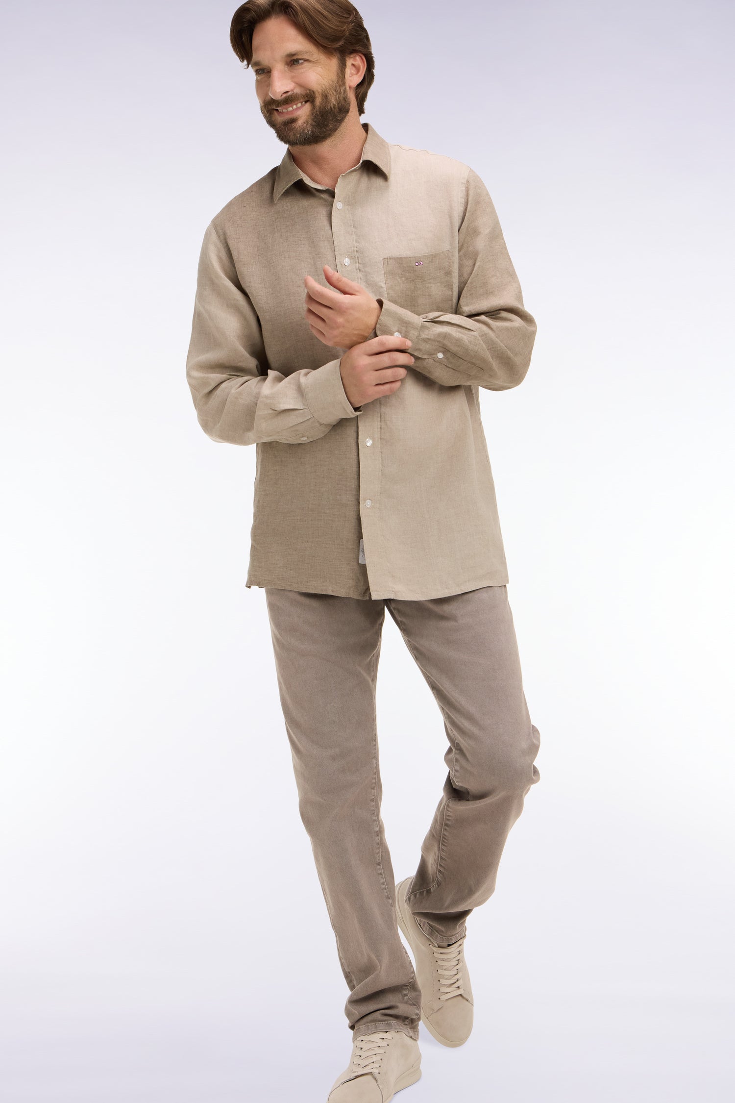 vaqueros en denim stretch beige corte Regular