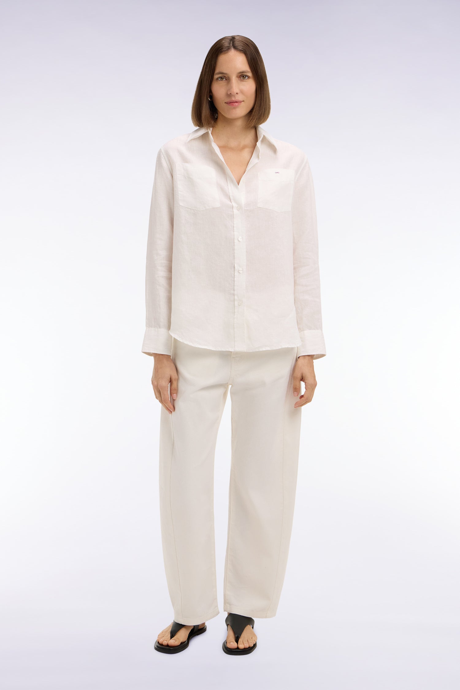 Jean coupe barrel en denim stretch blanc