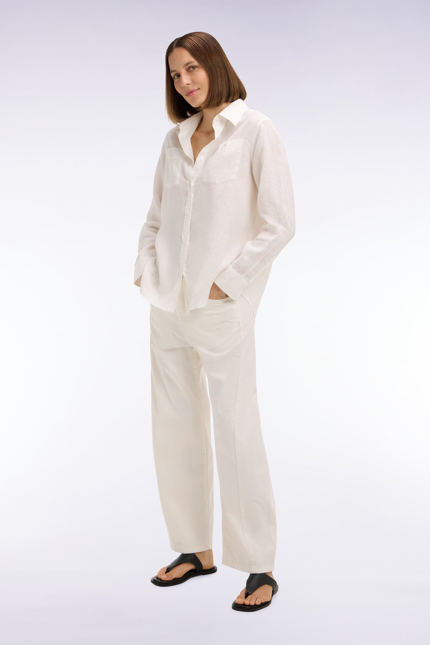 Jean coupe barrel en denim stretch blanc