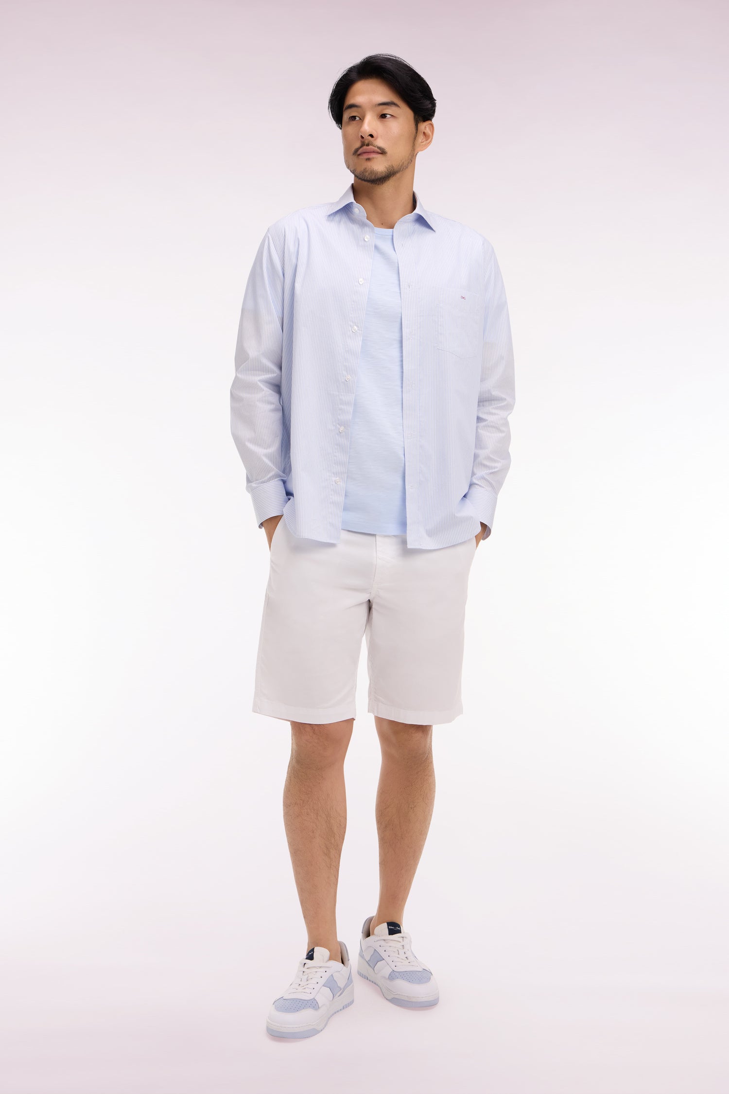 Bermuda chino en gabardine stretch blanc