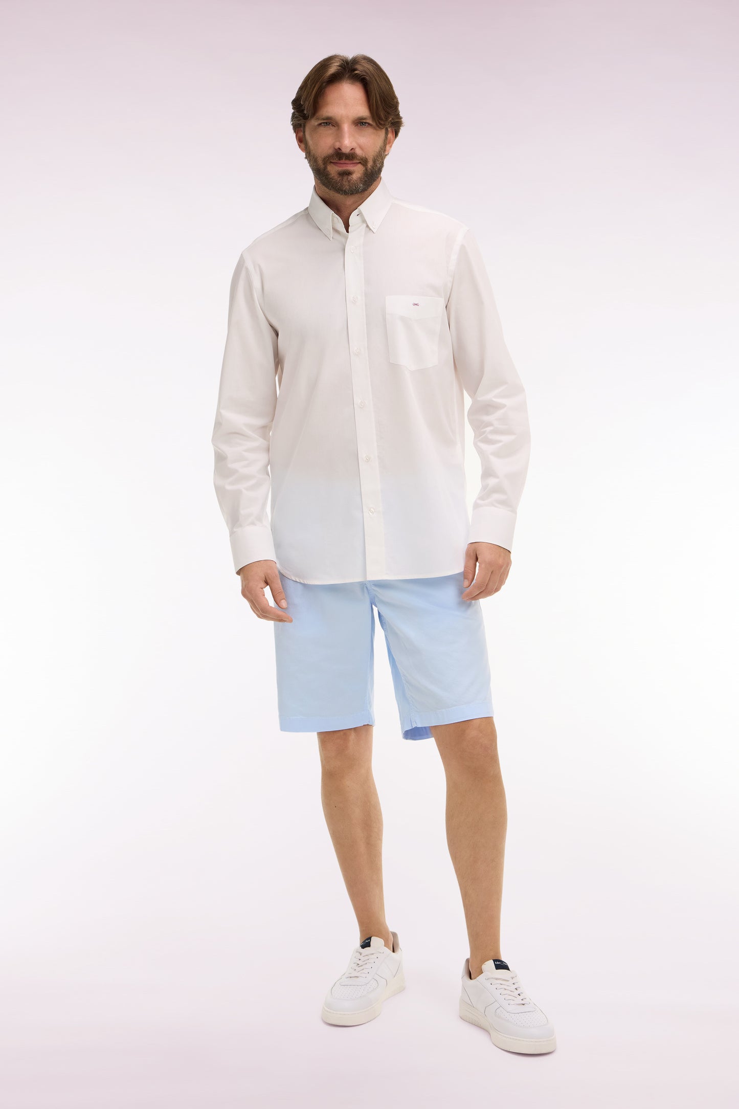 Bermuda chino en gabardine stretch bleu ciel