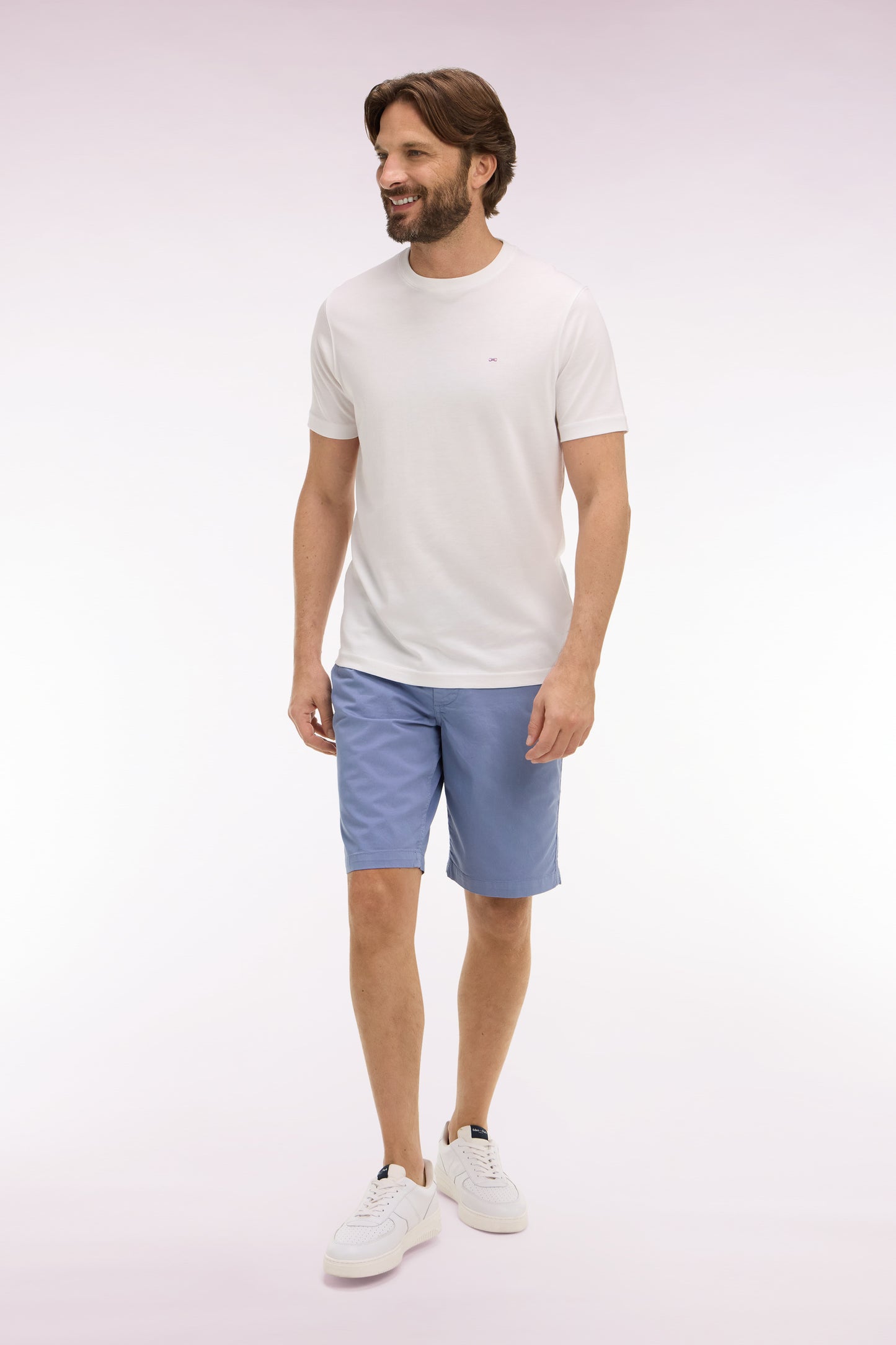 Bermuda chino en gabardine stretch bleu