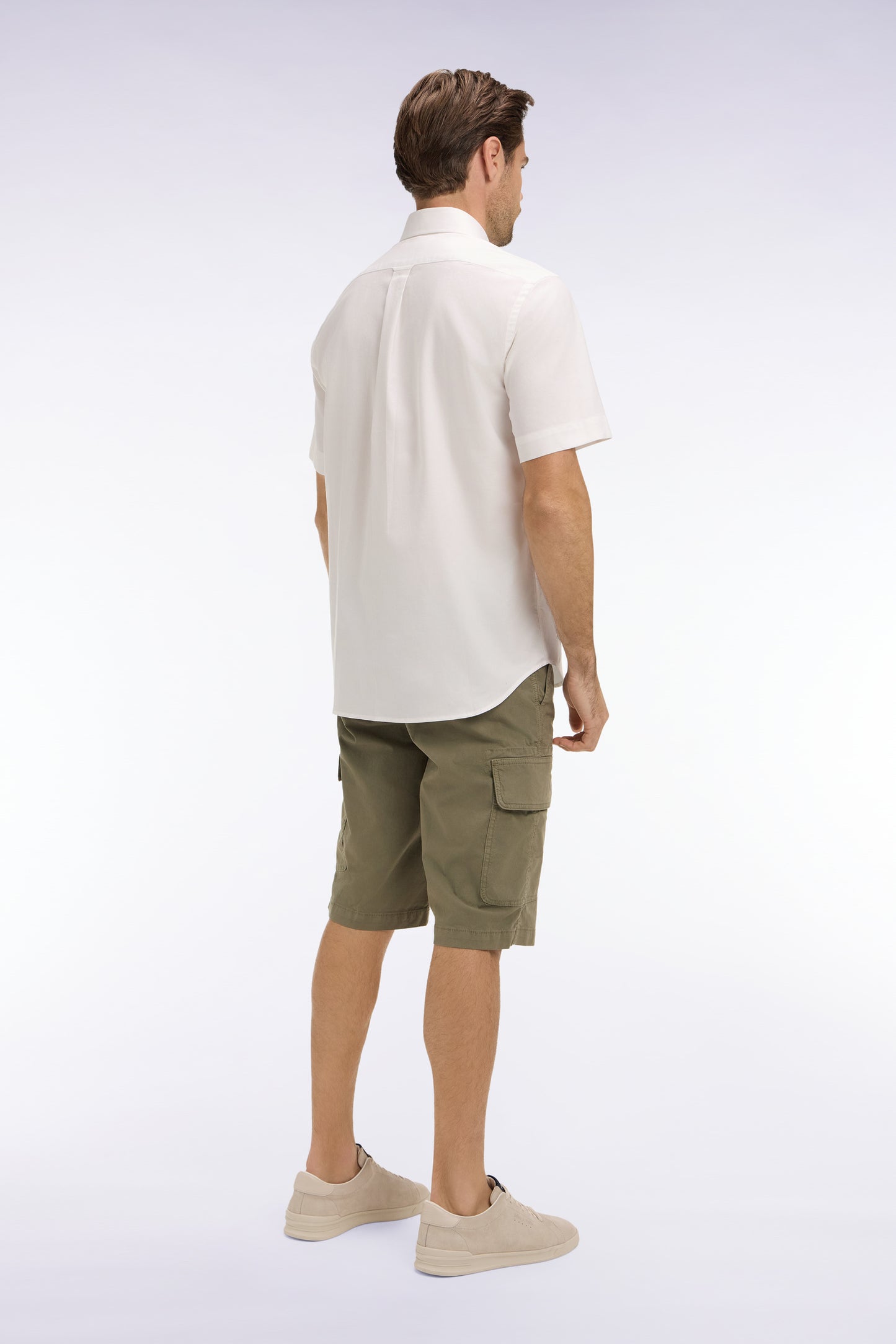 Khaki cotton cargo Bermuda shorts