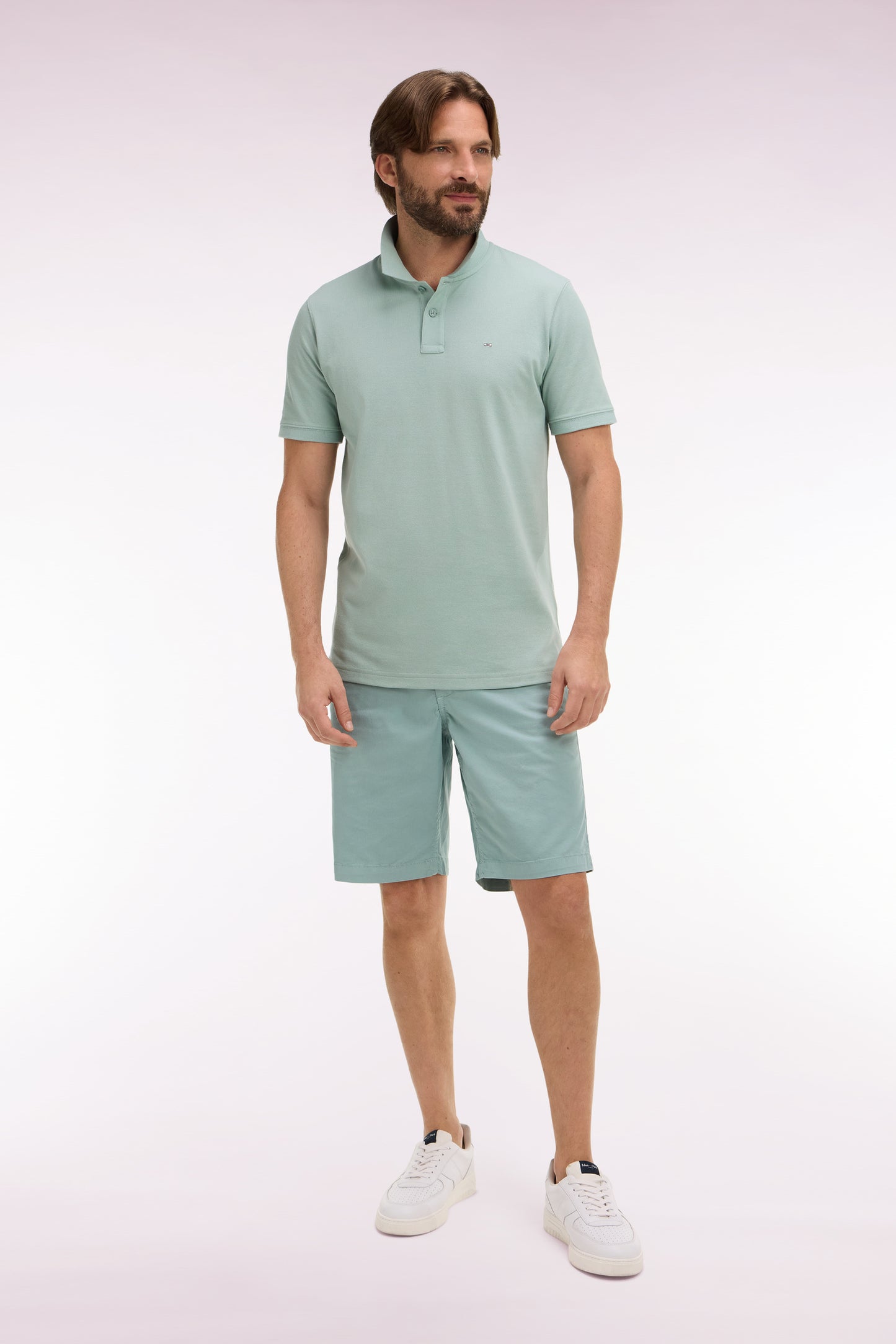 Bermuda chino en gabardine stretch vert d'eau