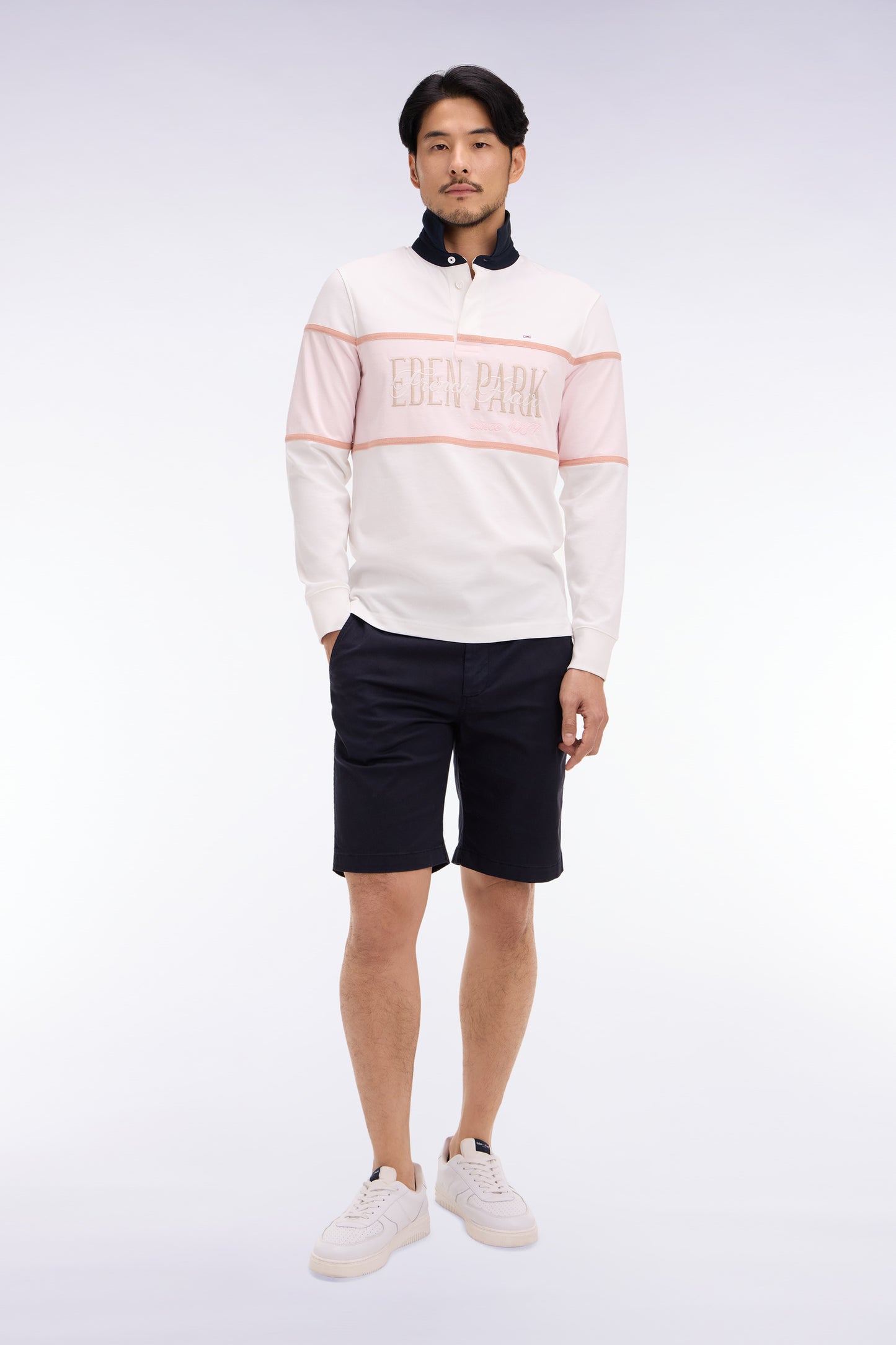 Bermuda en coton et lyocell mélangés marine