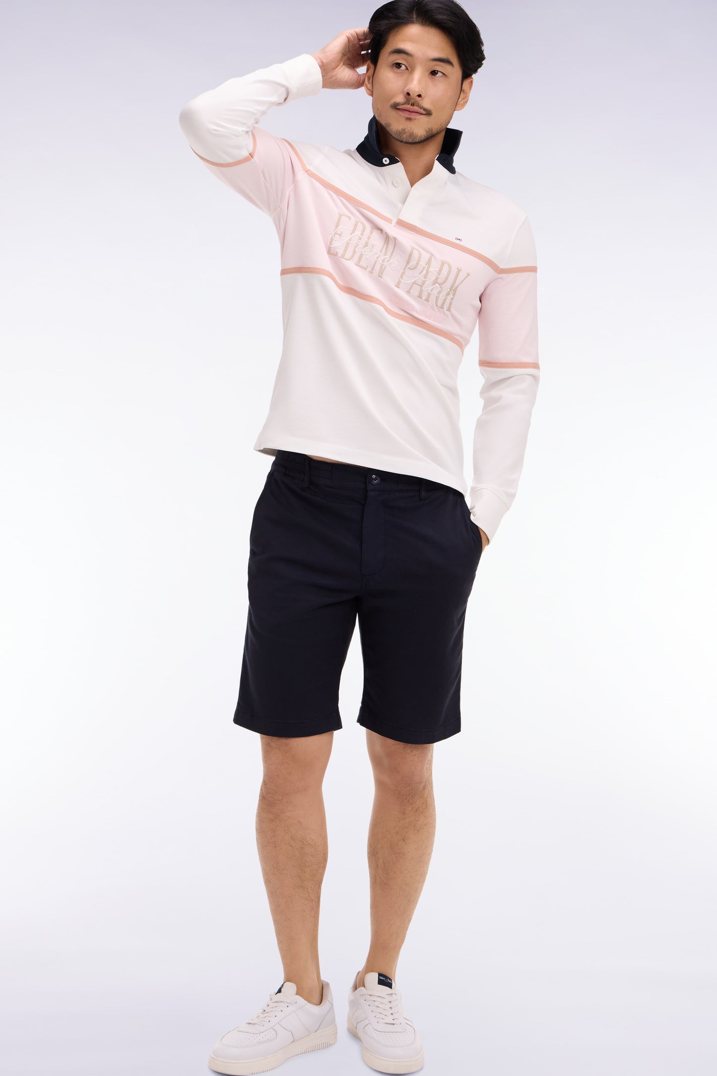 Bermuda en coton et lyocell mélangés marine