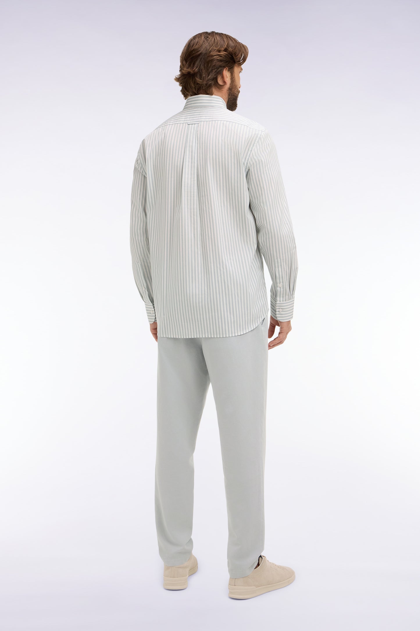 Light gray cotton linen and lyocell pants Modern cut