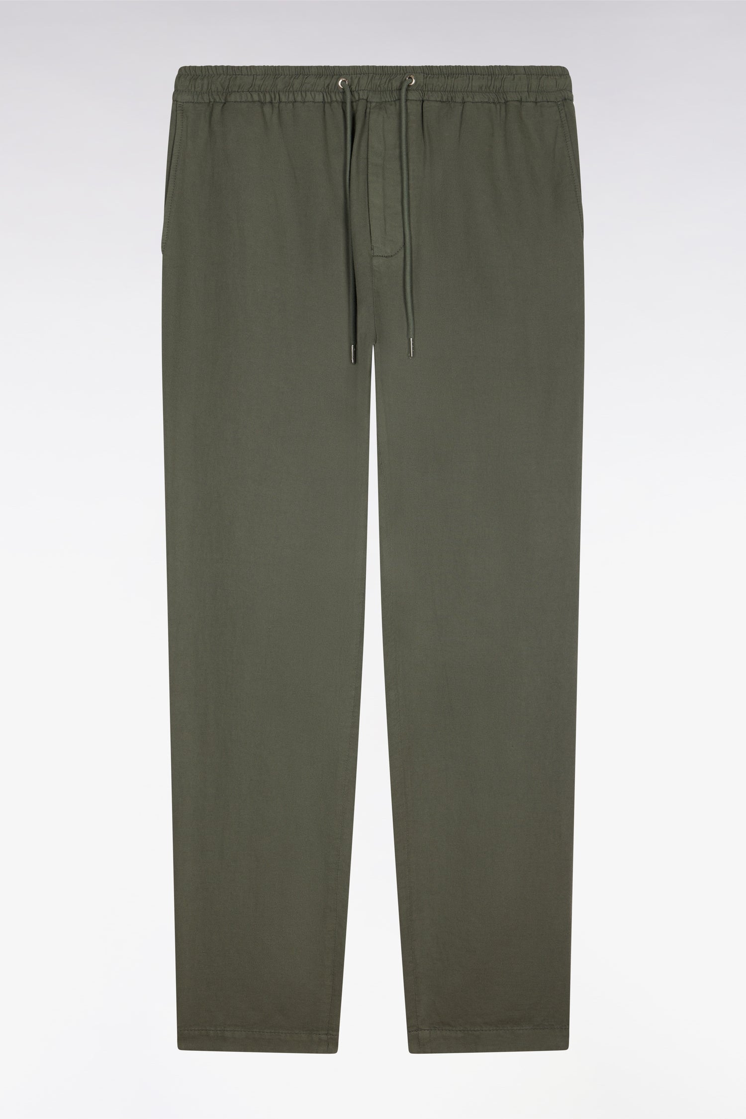 Pantalon en coton lin et lyocell kaki coupe Modern