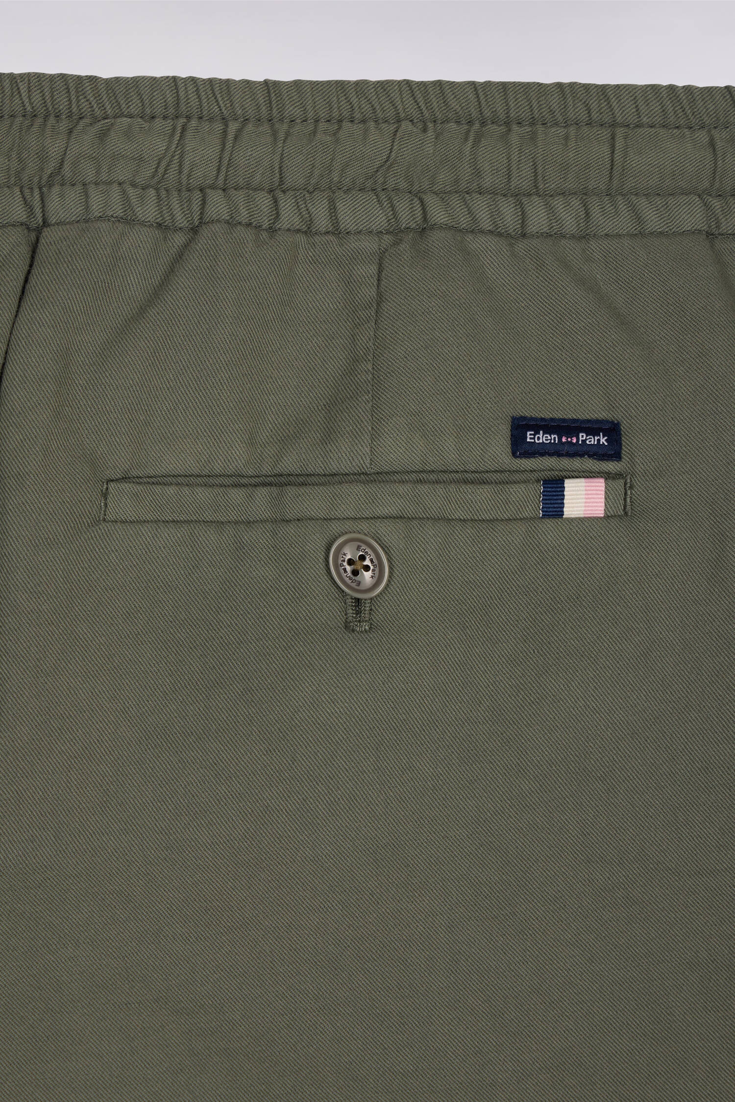 Pantalon en coton lin et lyocell kaki coupe Modern