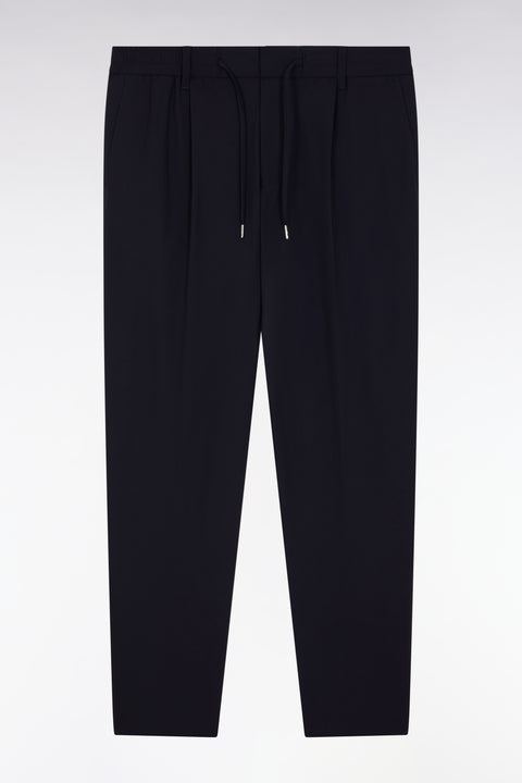 Pantalon taille élastiquée en tissu technique marine coupe Modern - Image 1