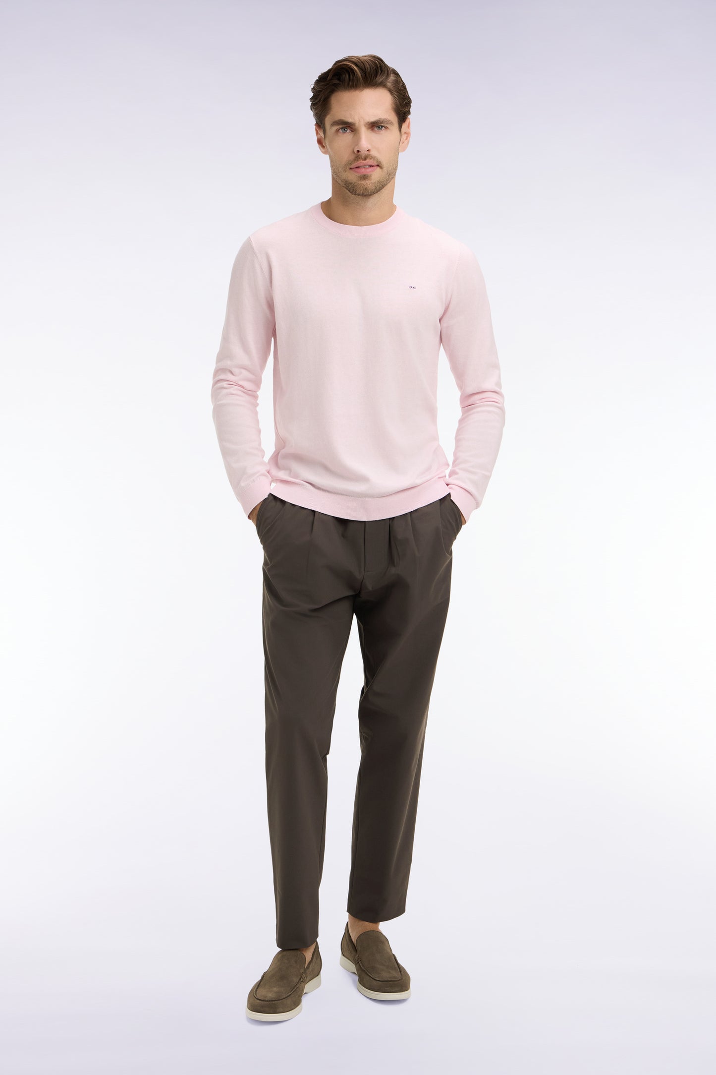 Modern cut gray technical fabric elasticated waist pants