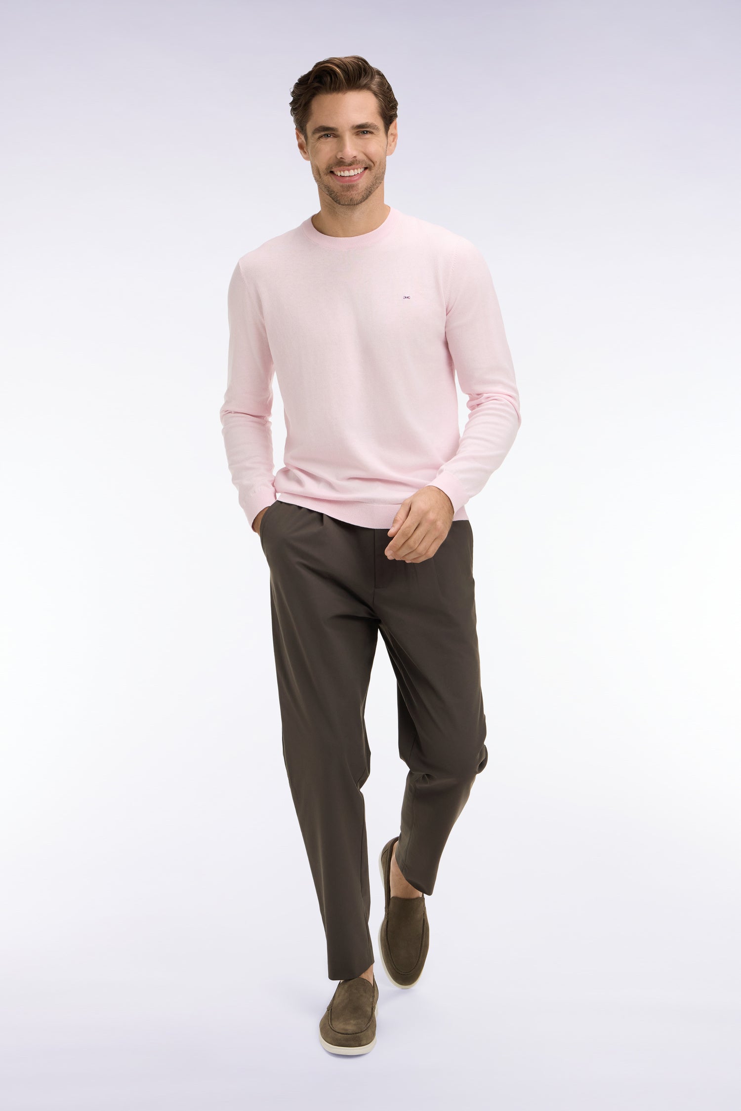 Pantalon taille élastiquée en tissu technique gris coupe Modern