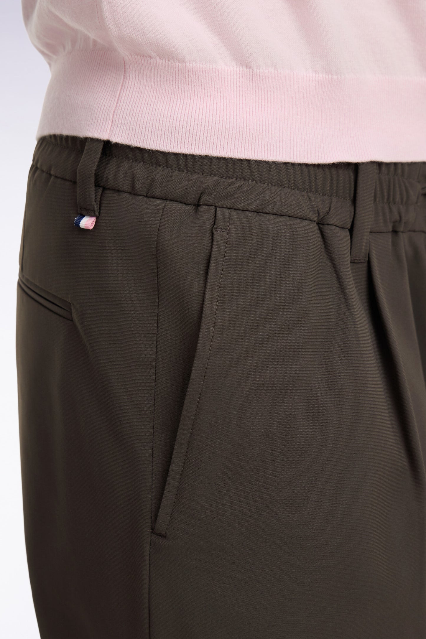 Modern cut gray technical fabric elasticated waist pants