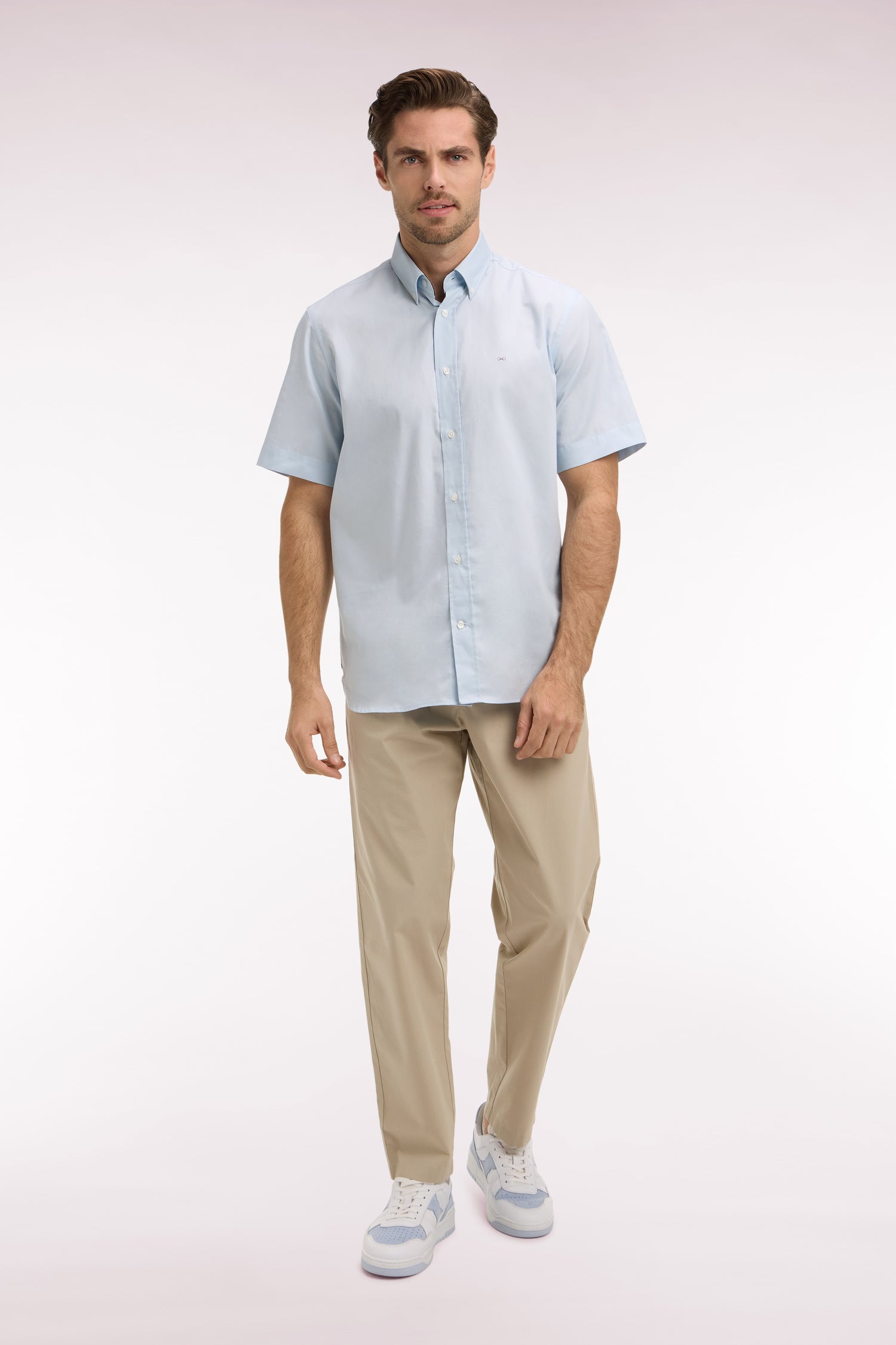 pantalón en lona de algodón beige