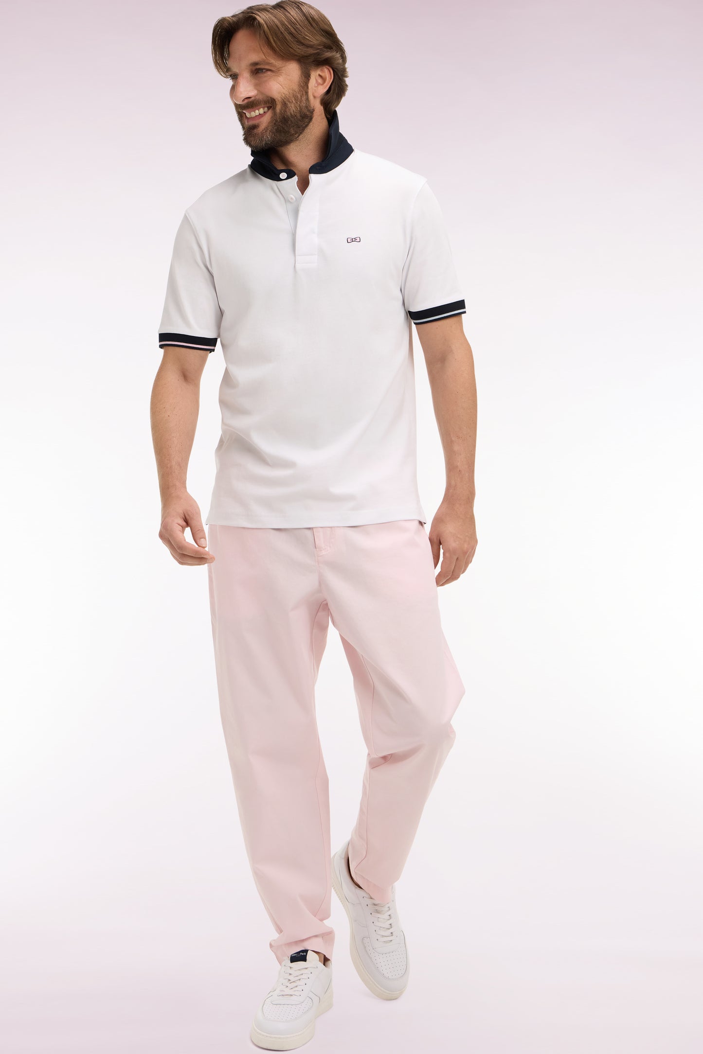 Pantalon en toile de coton rose