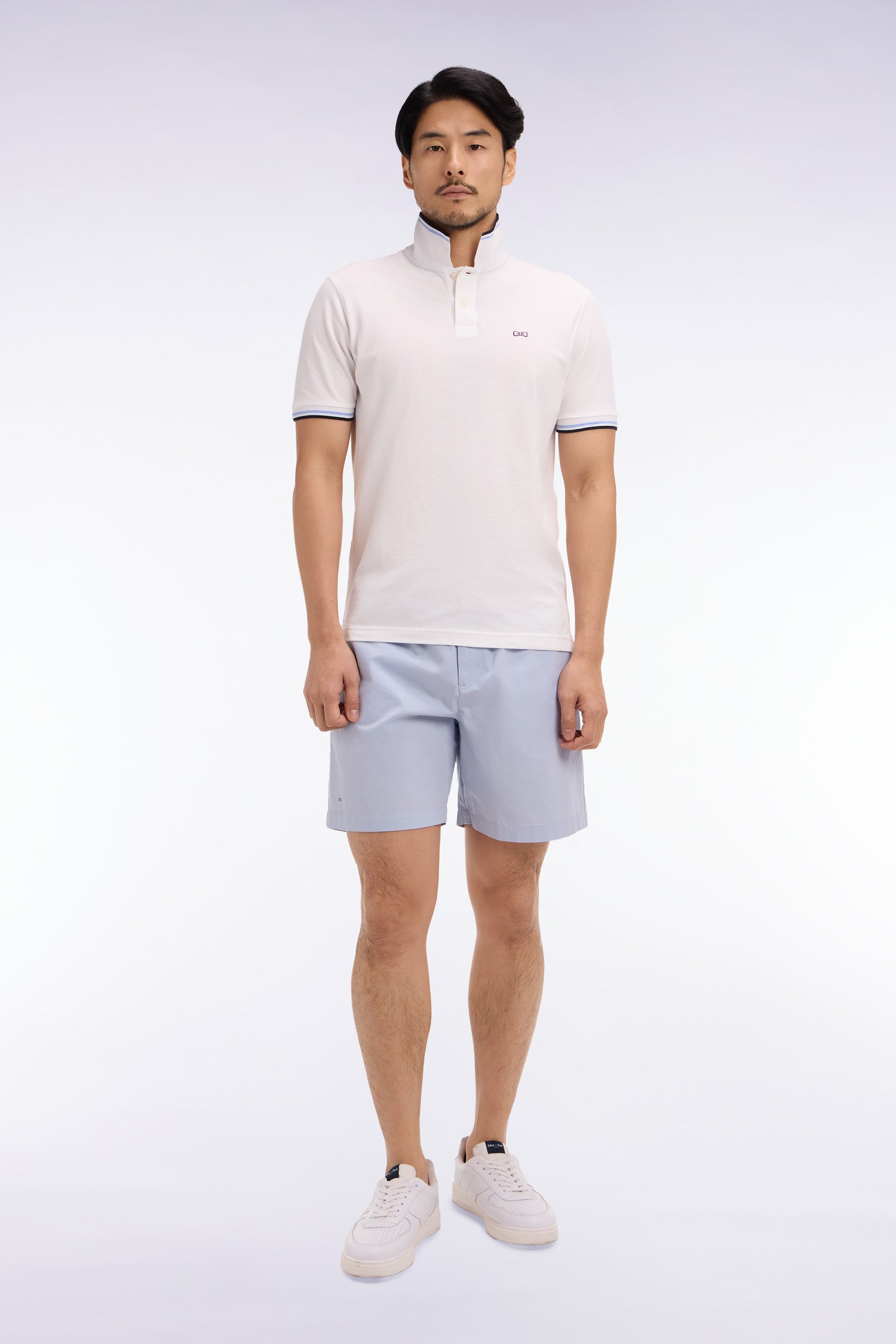 Short en popeline de coton gris clair