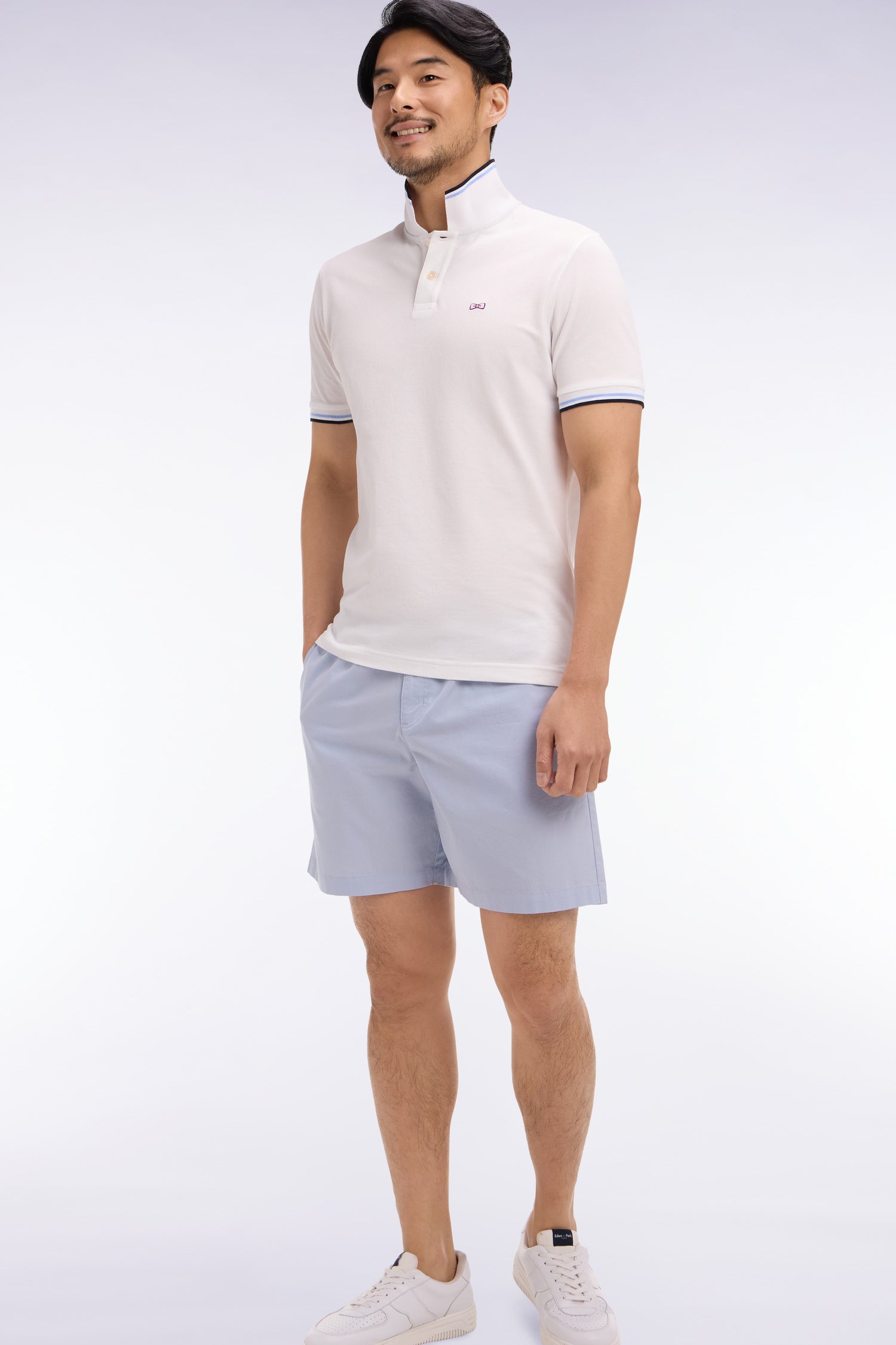 Short en popeline de coton gris clair