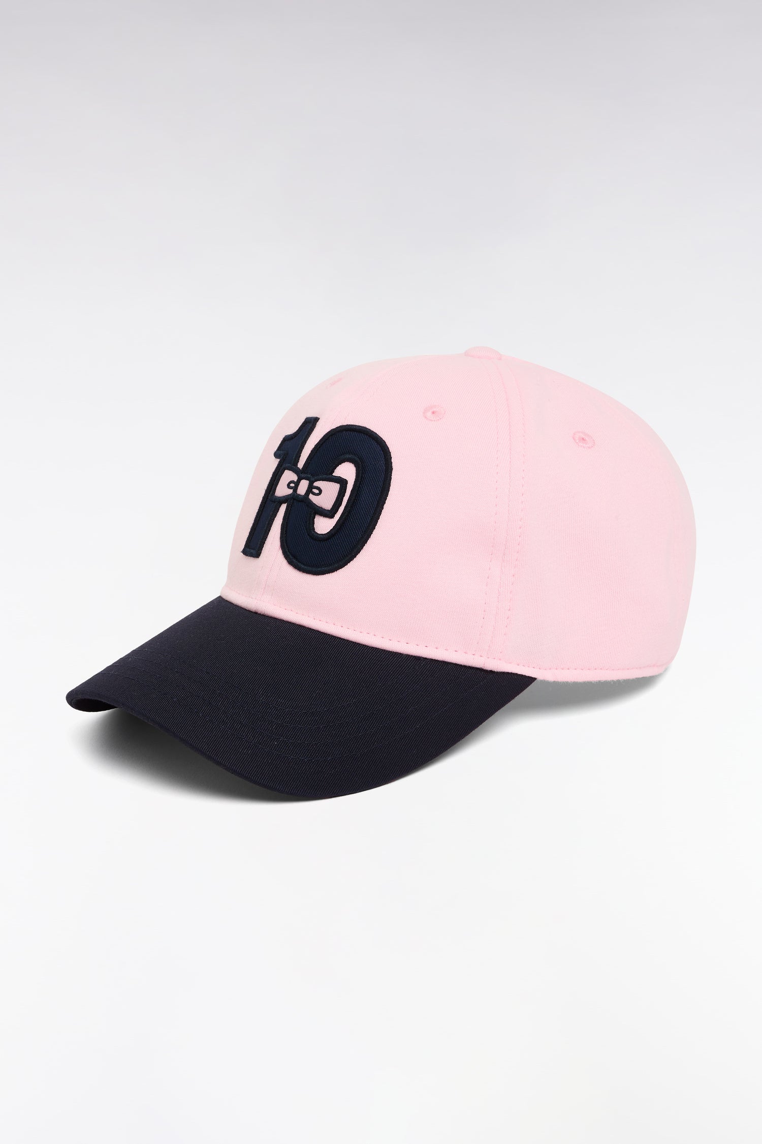 Embroidered pink and navy bi-material cotton cap – Eden Park