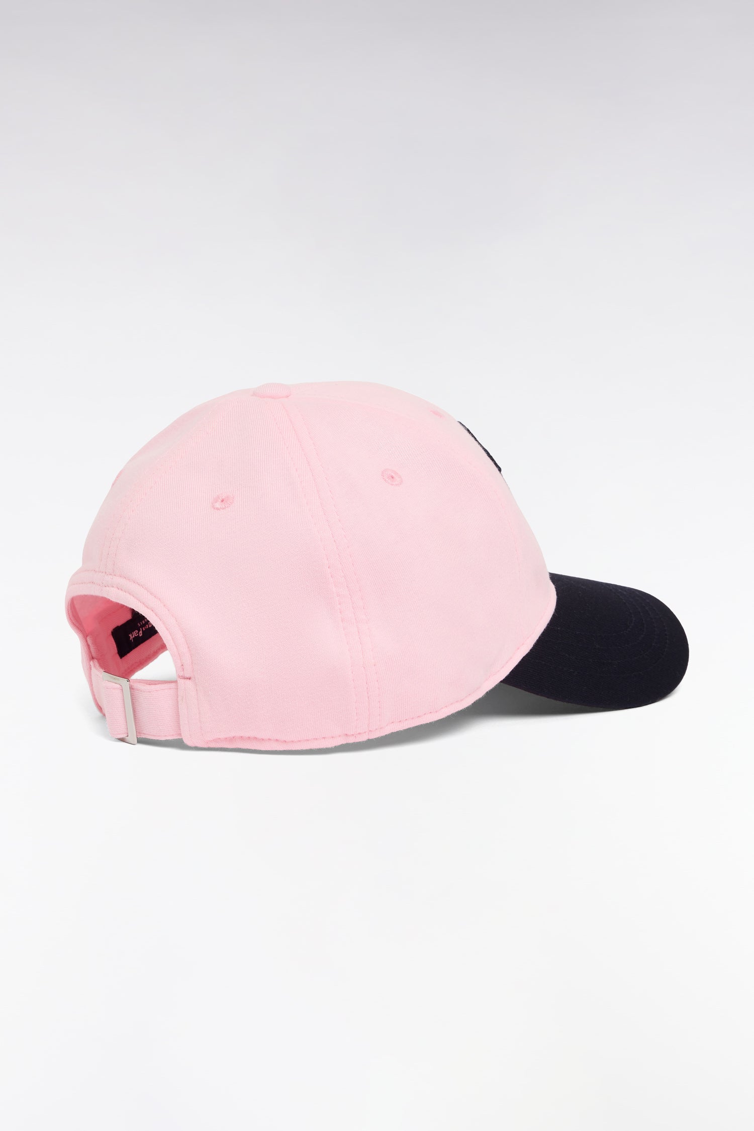 Casquette en coton bimatière rose et marine brodée
