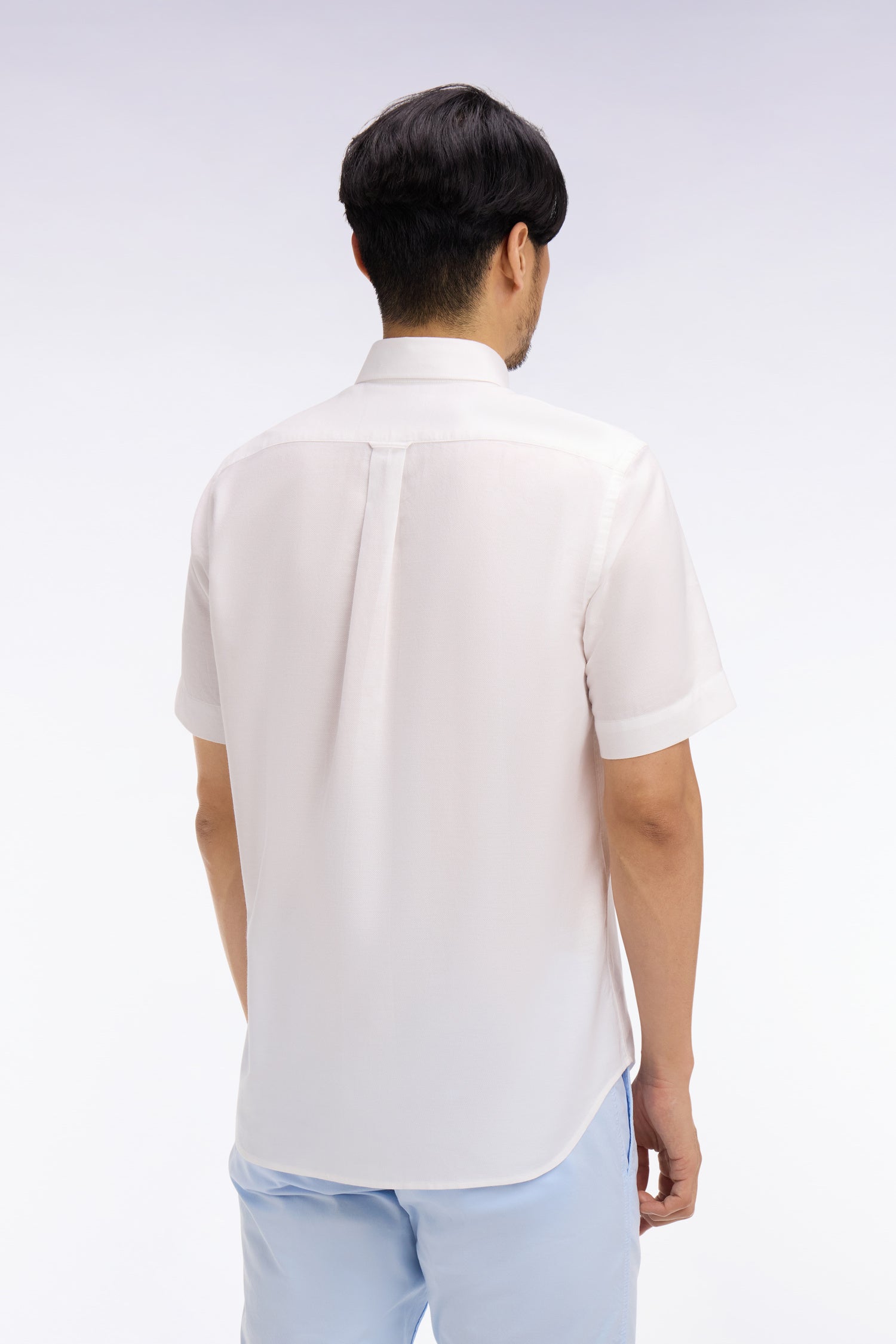 Chemise à manches courtes en piqué coton blanc